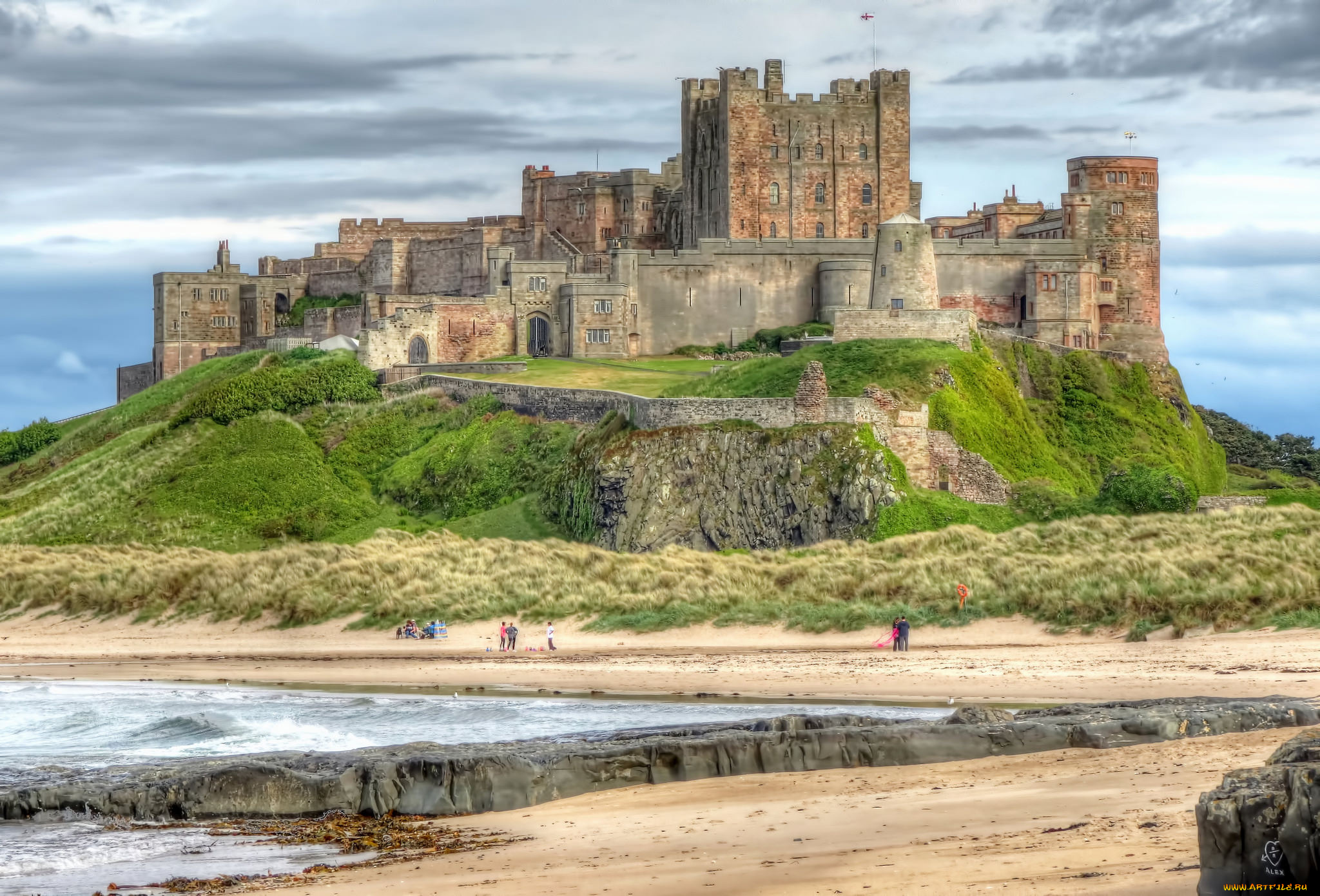 bamburgh, castle, города, замки, англии, простор