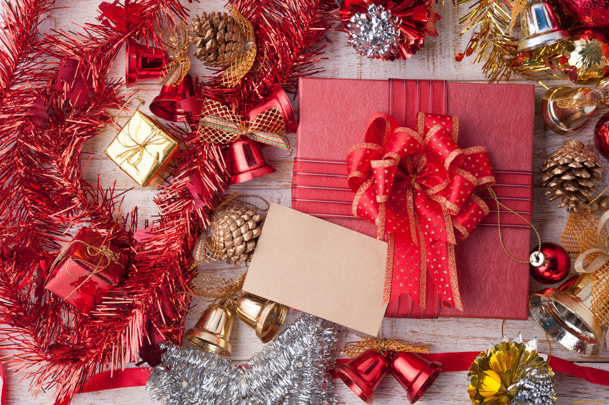 праздничные, подарки, и, коробочки, колокольчики, подарки