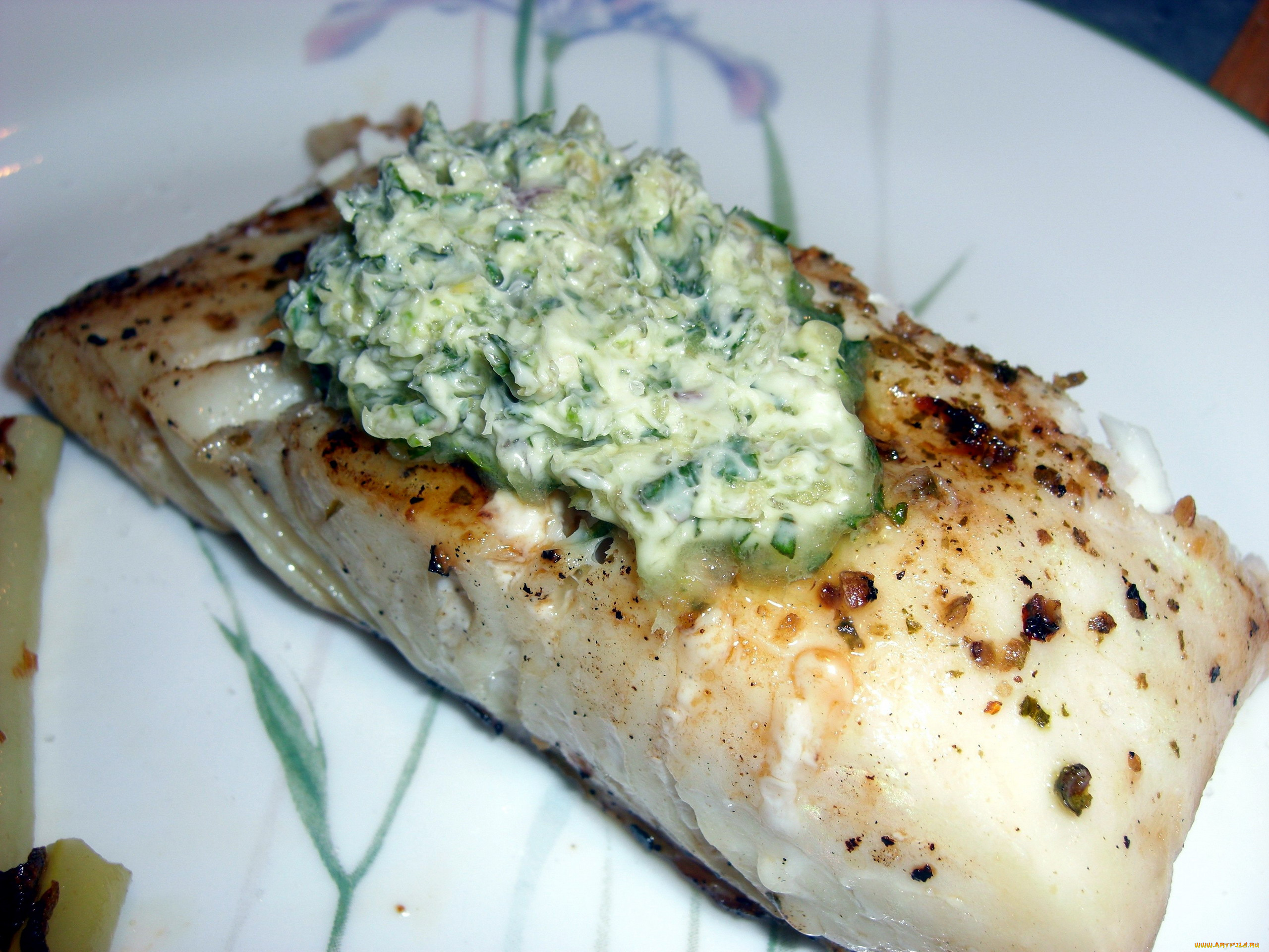 еда, рыбные, блюда, , с, морепродуктами, палтус