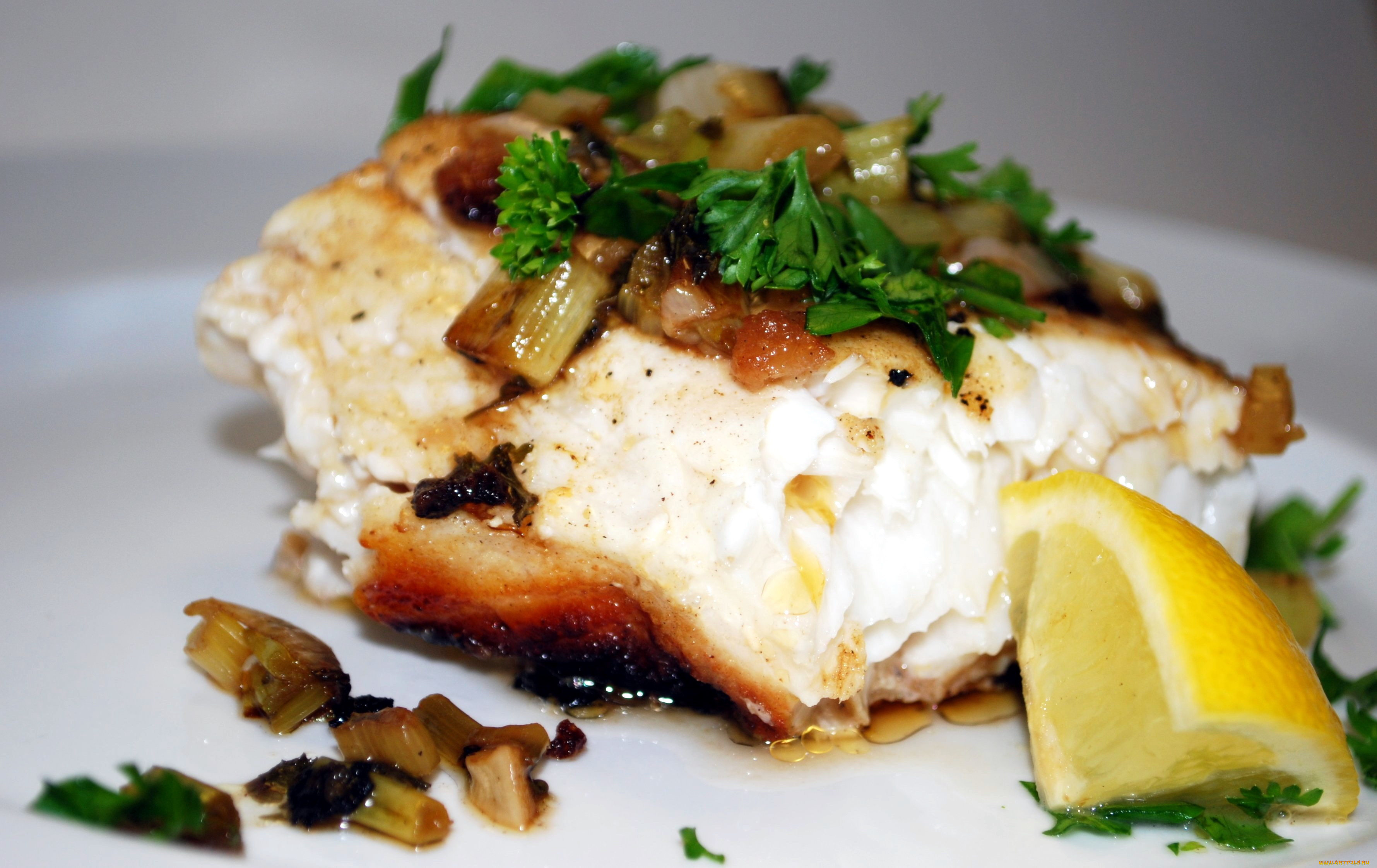 еда, рыбные, блюда, , с, морепродуктами, палтус