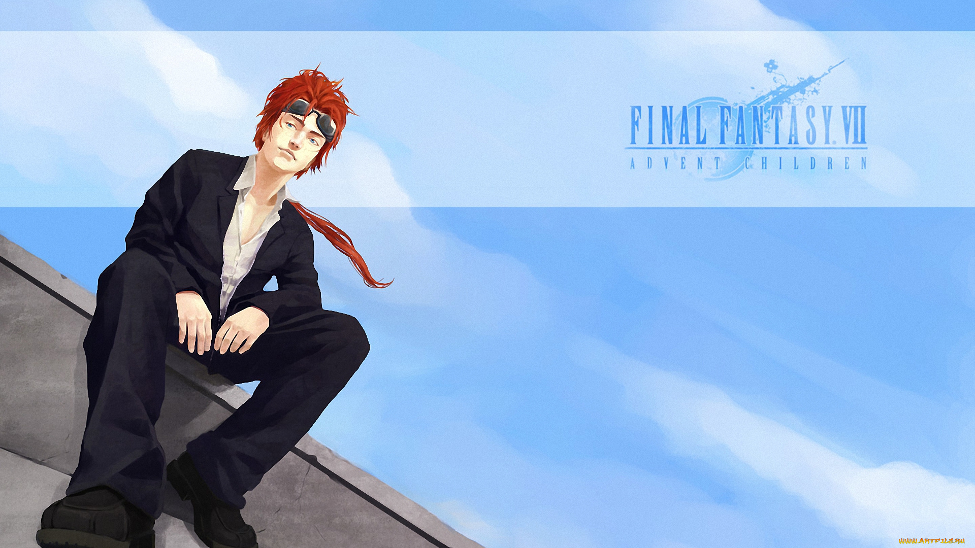 аниме, final, fantasy, turks, reno, очки, небо