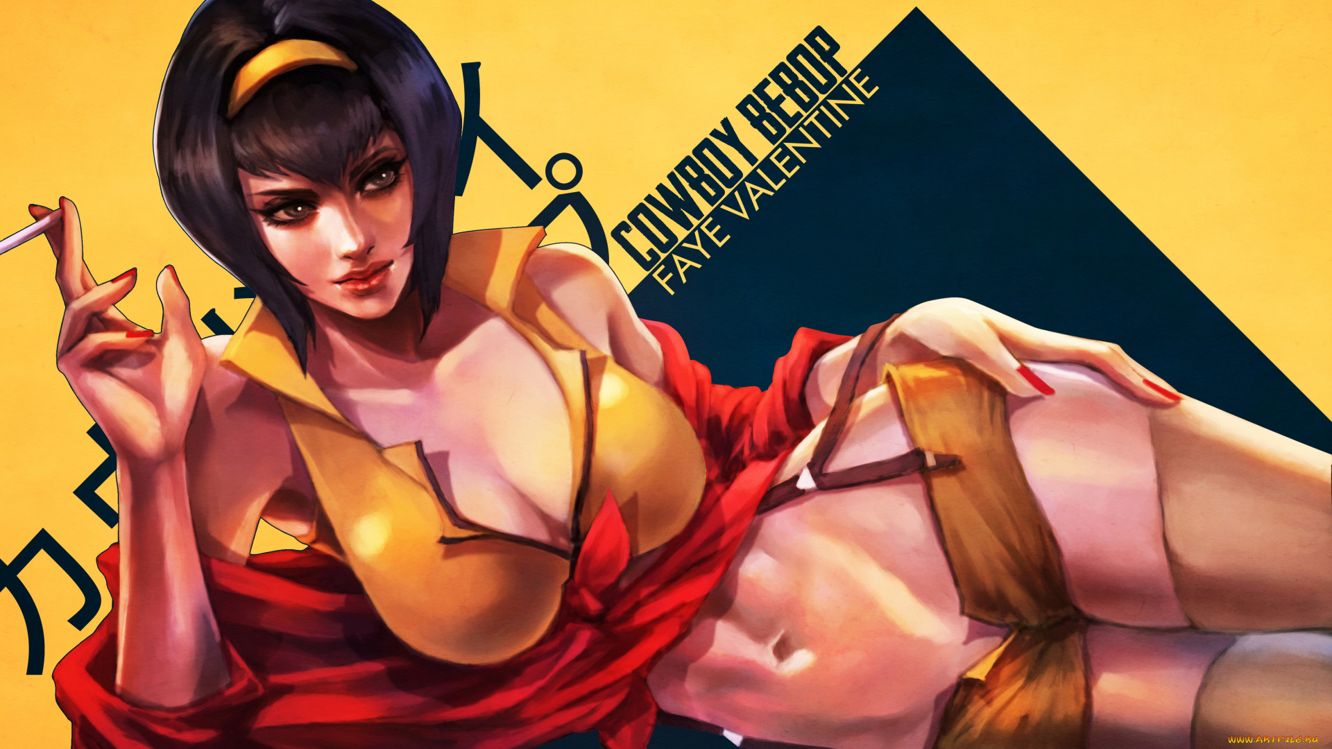 рисованное, люди, сигарета, фон, девушка