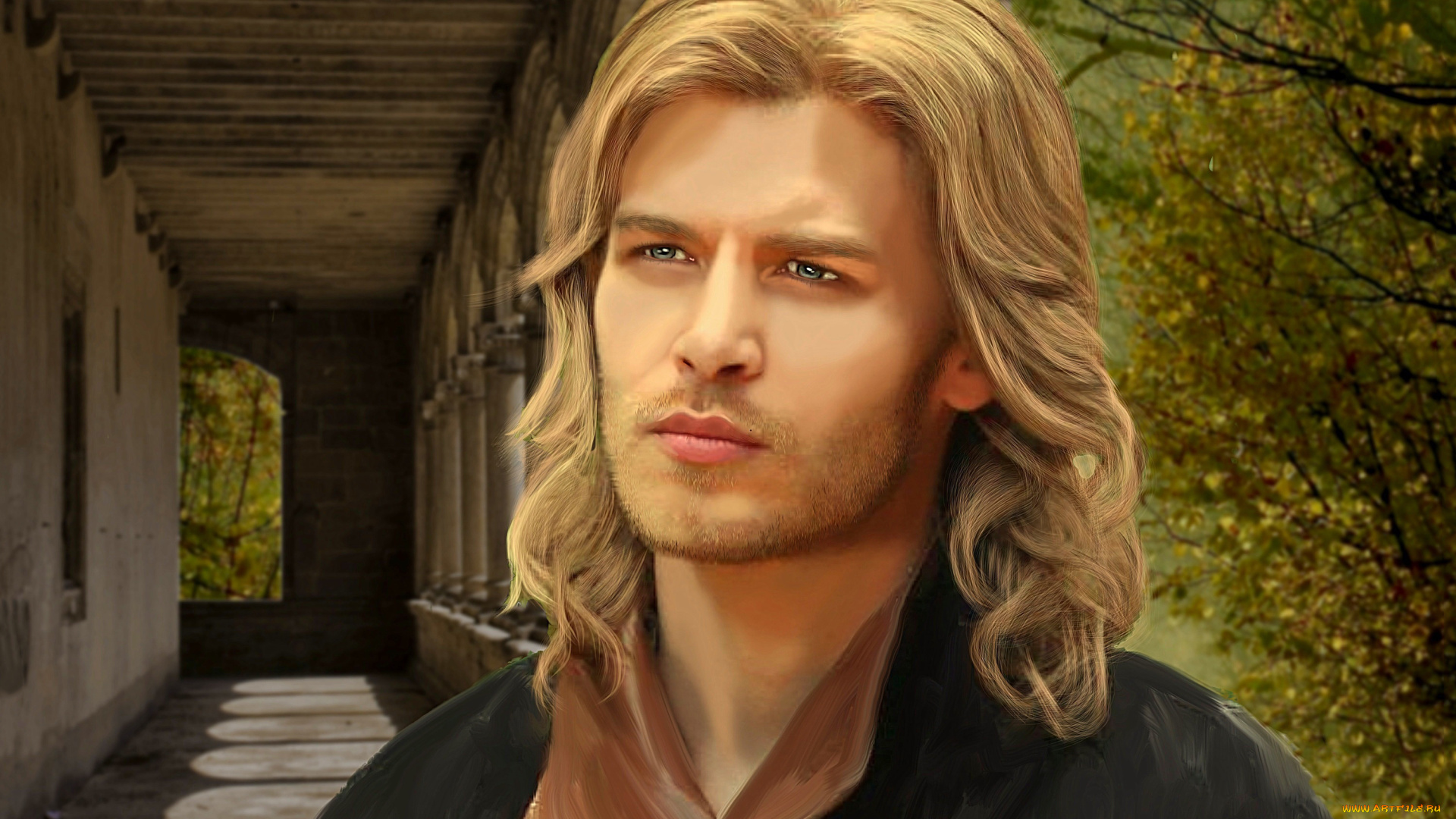 рисованное, люди, взгляд, мужчина, фон