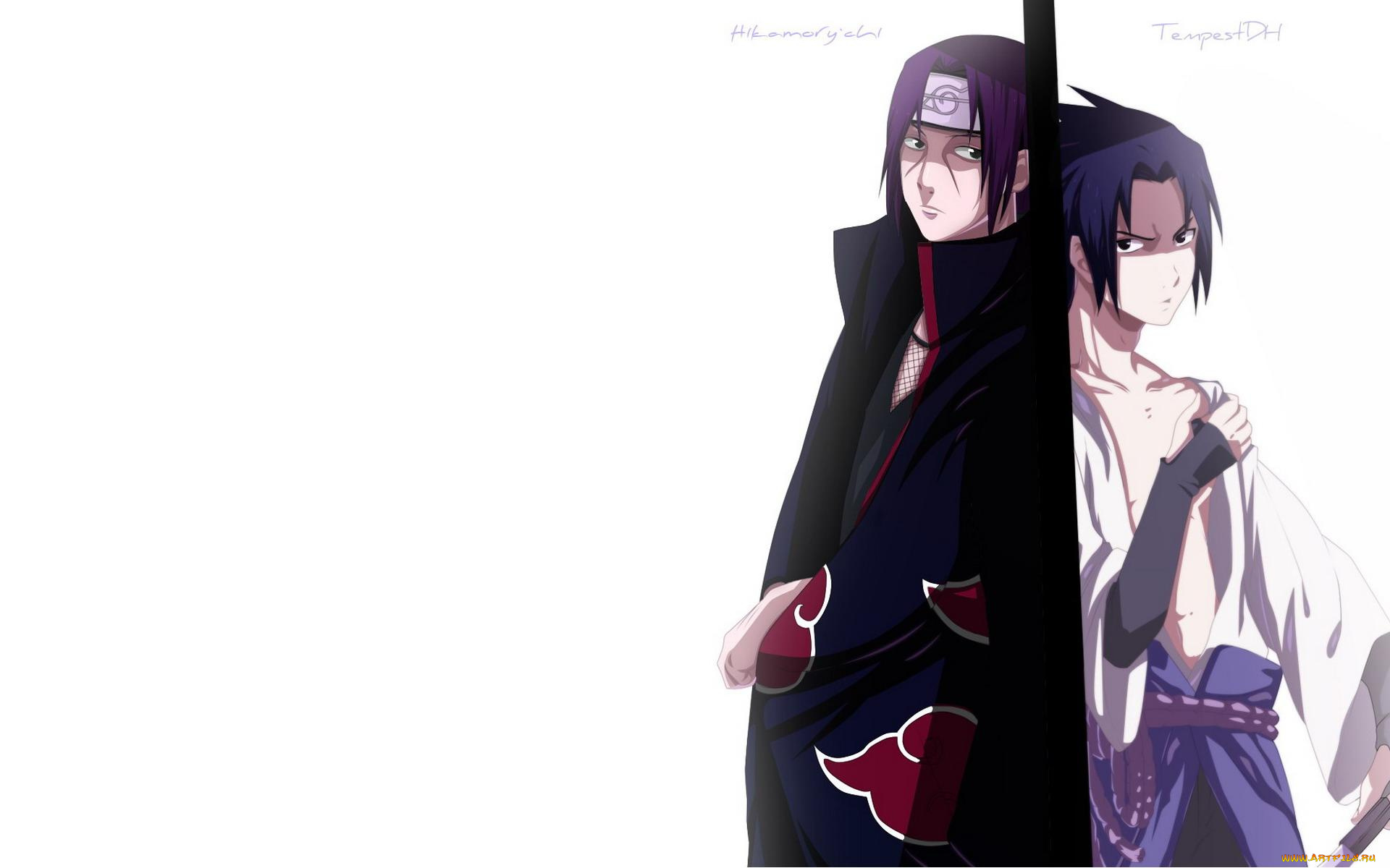 аниме, naruto, стена, братья, саске, итачи, учиха