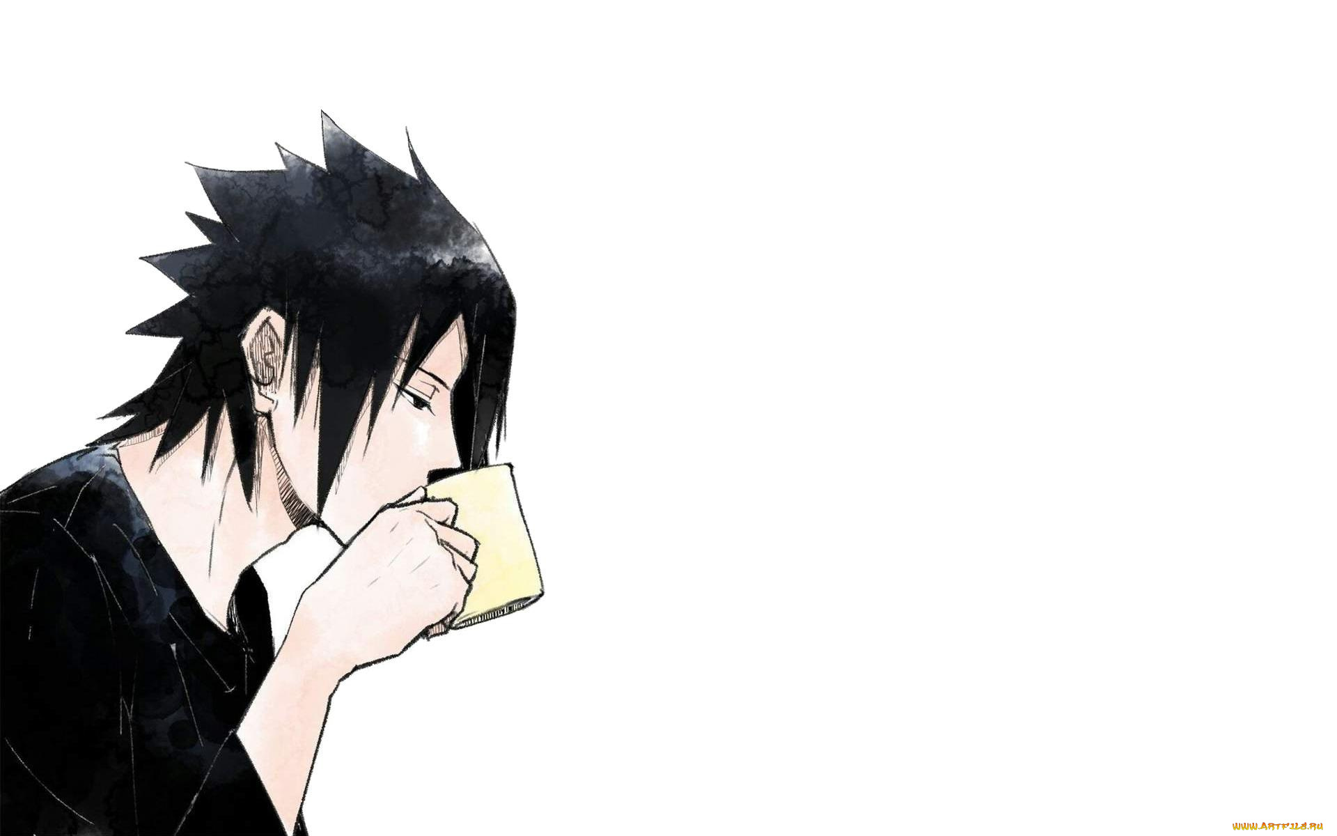 аниме, naruto, учиха, саске, чашка