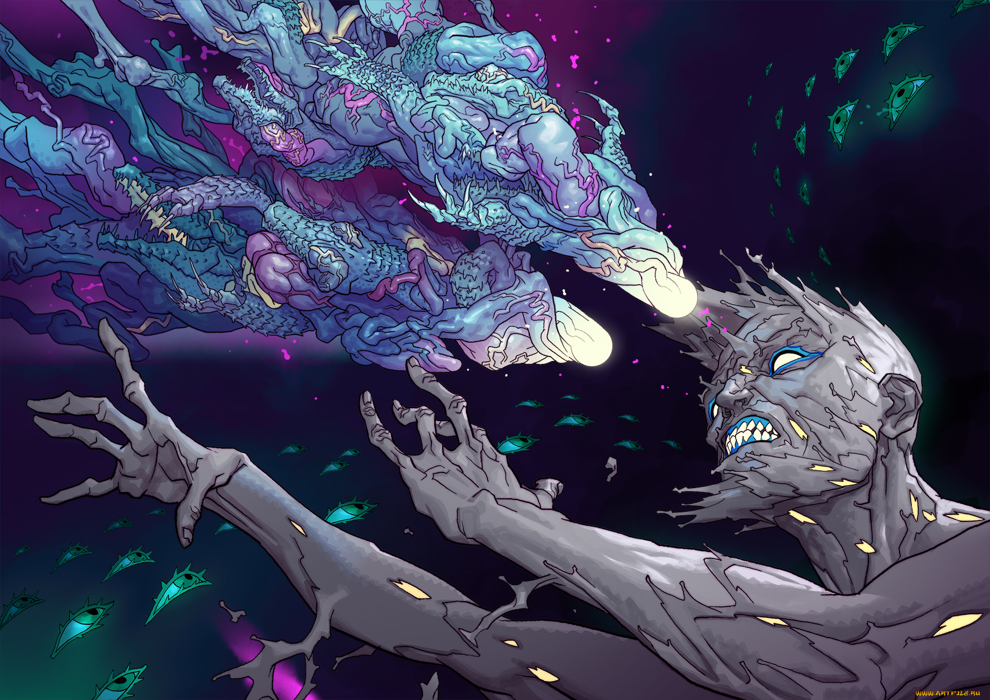 рисованное, комиксы, мужчина, фон, руки, крокодил