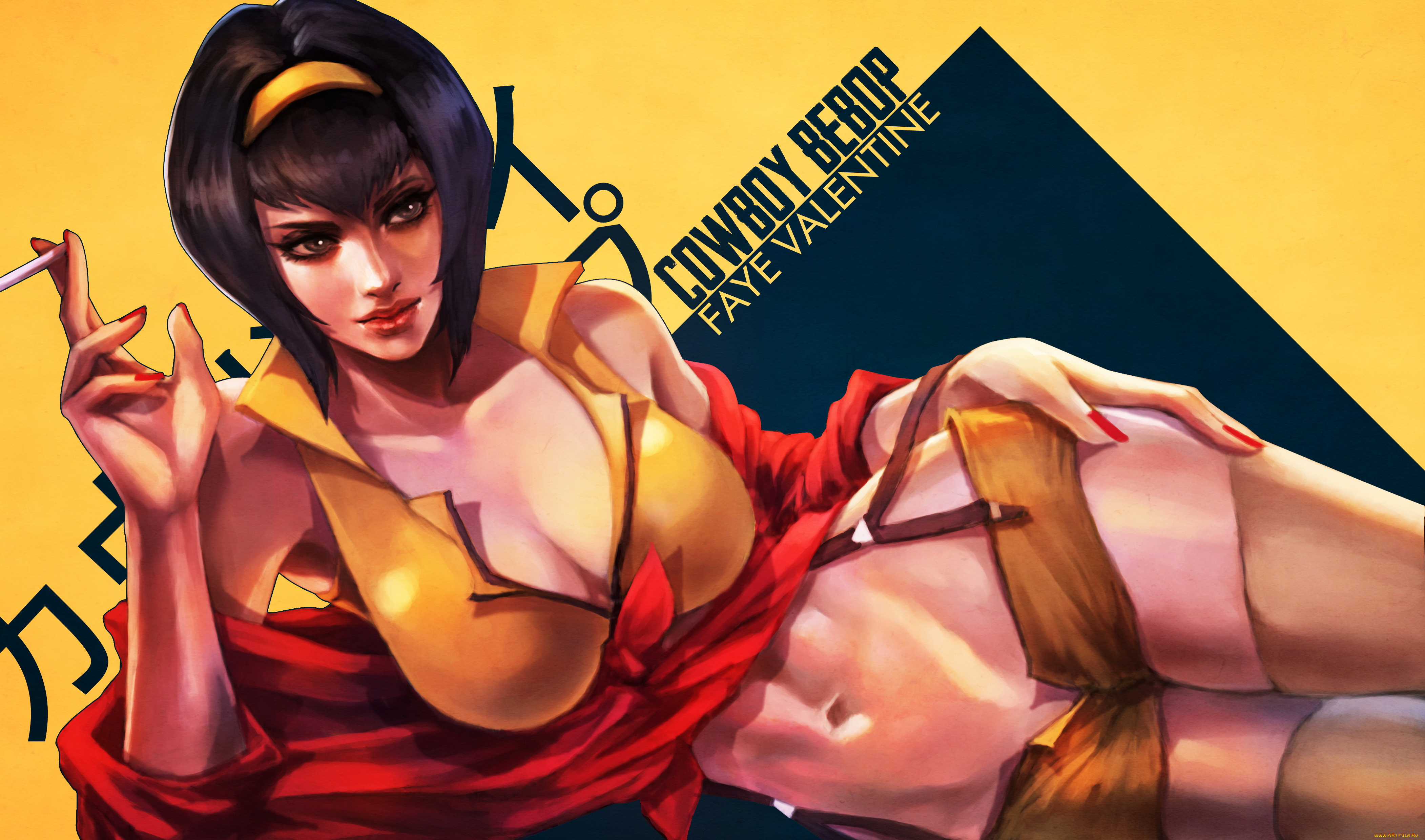 рисованное, люди, сигарета, фон, девушка