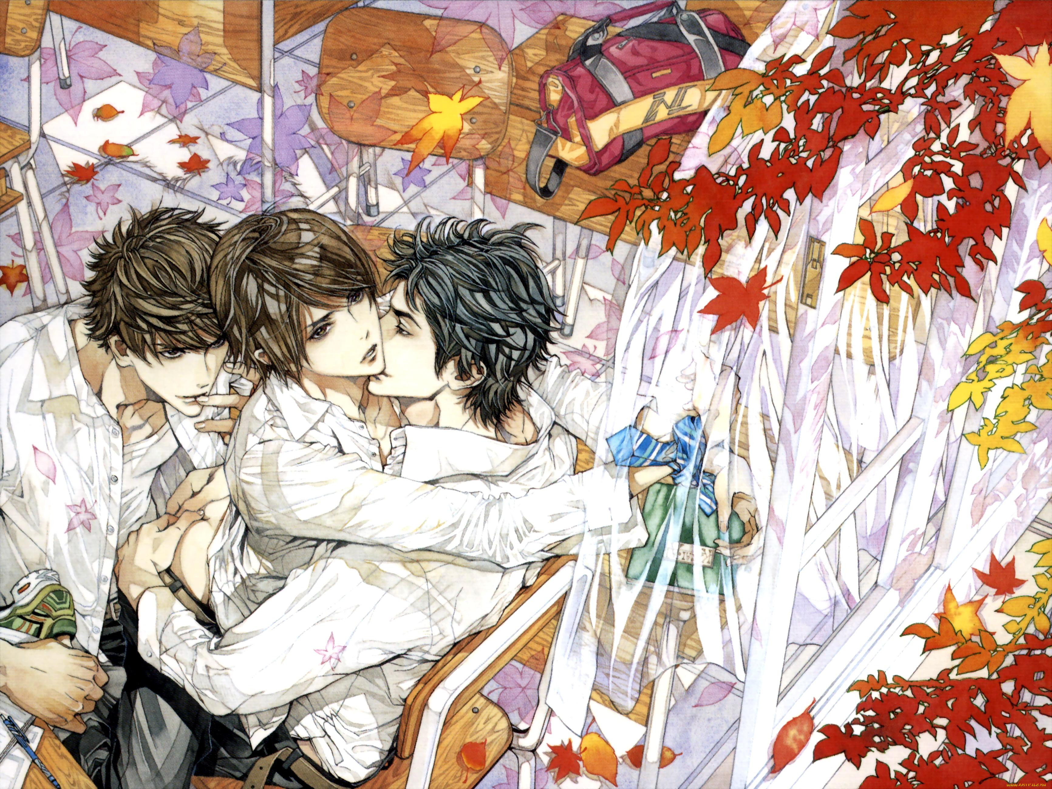 аниме, unknown, , другое, , парни, окно, клен