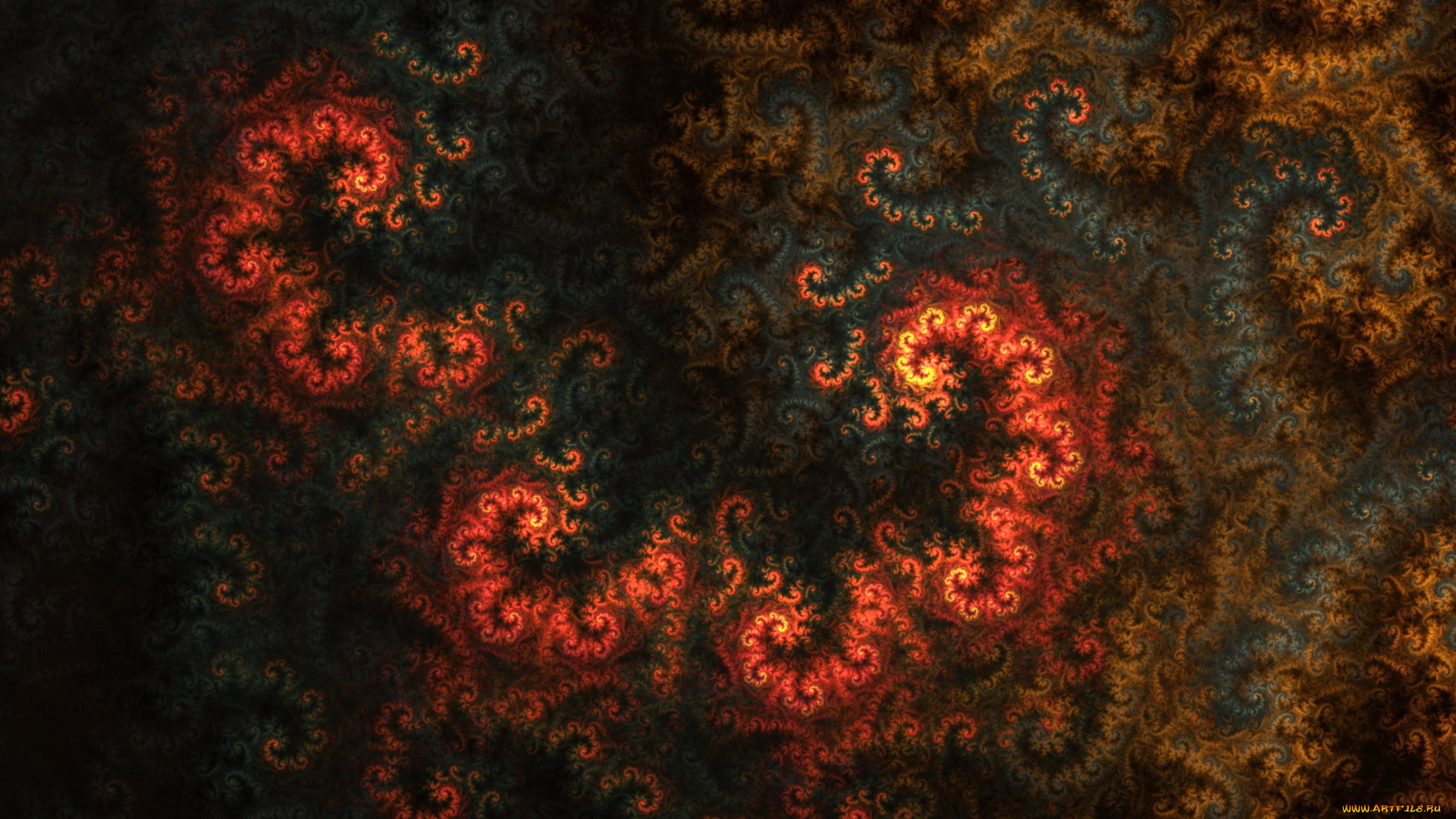 рисованное, абстракция, фракталы, изгибы, узор