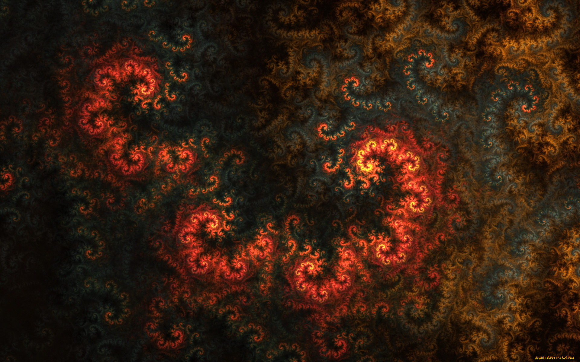 рисованное, абстракция, фракталы, изгибы, узор