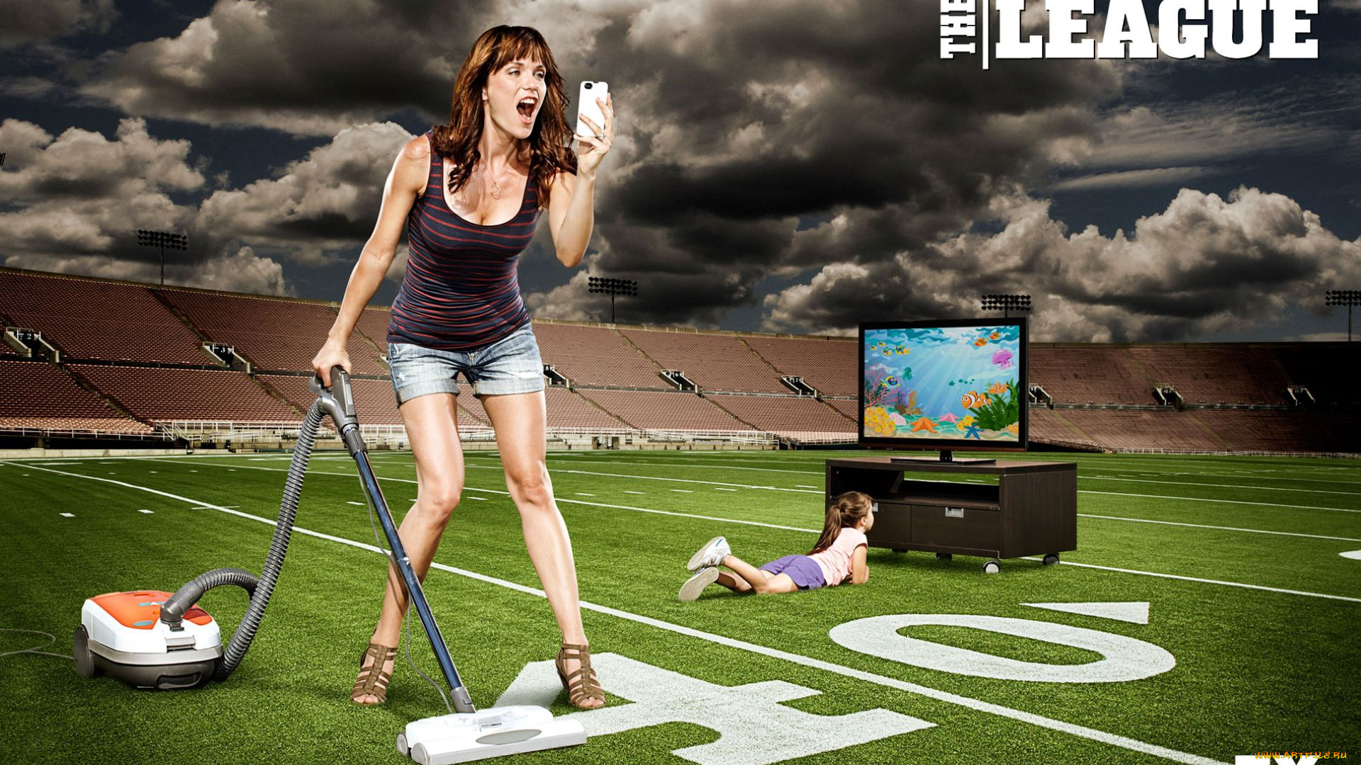 кино, фильмы, the, league, , сериал, женщина, пылесос, поле, ребенок, телевизор