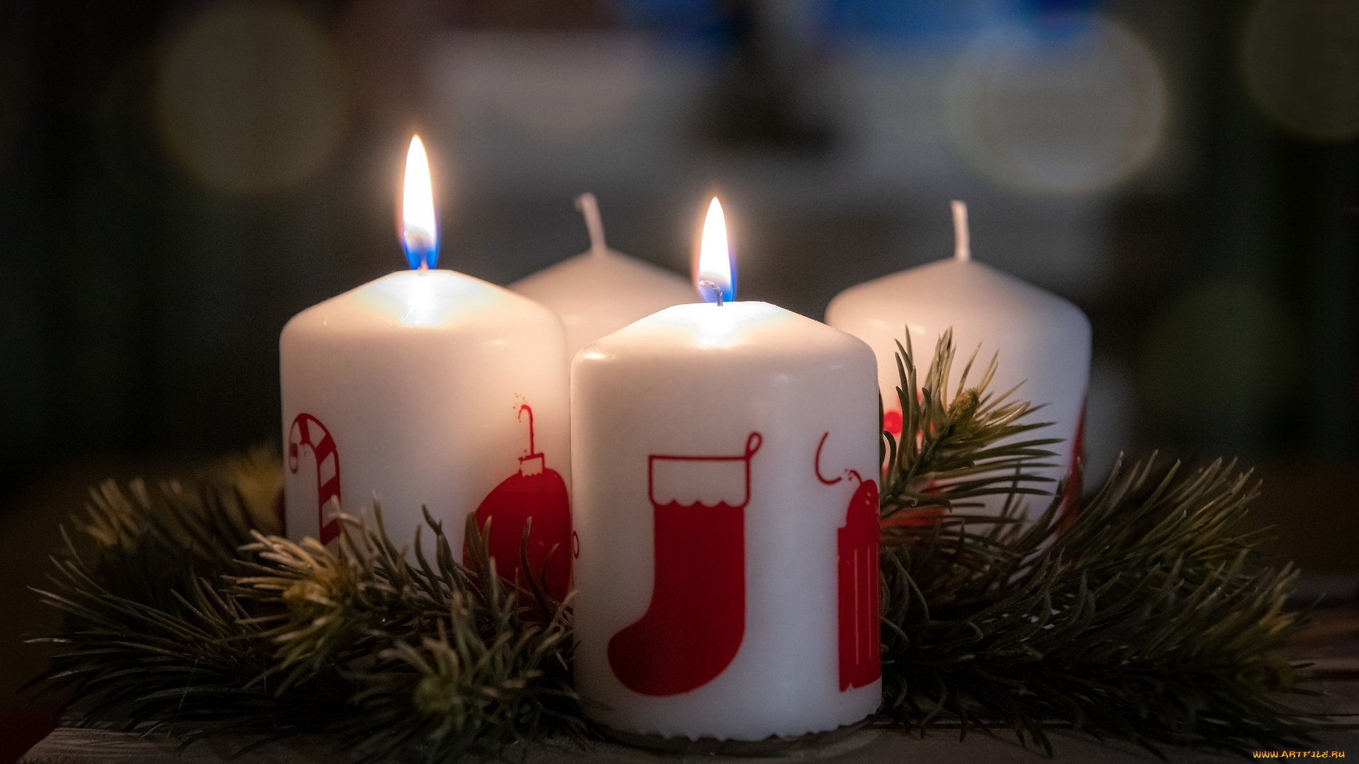 праздничные, новогодние, свечи, свечи, рисунки, огоньки