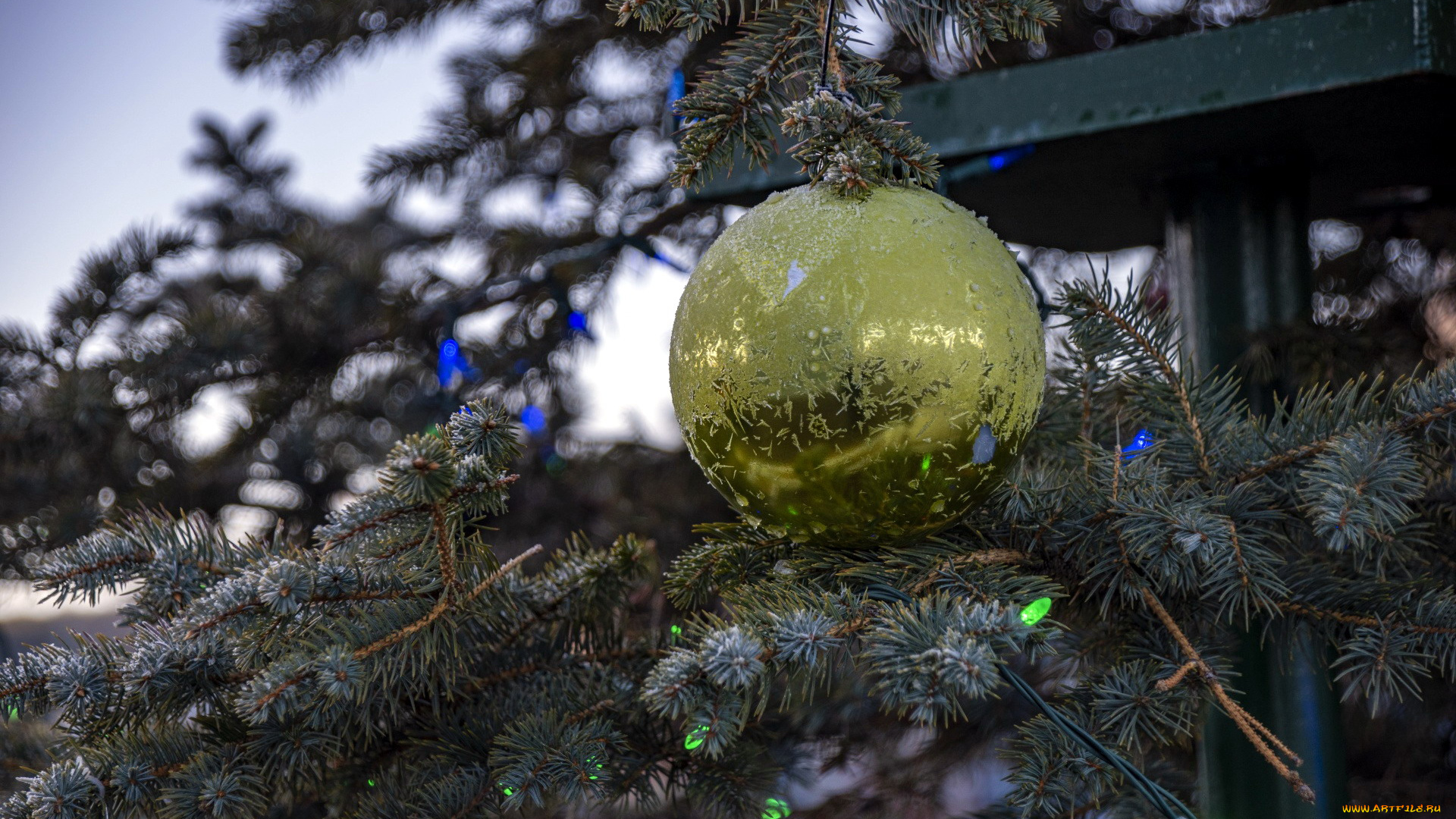 праздничные, шары, елка, шарик, гирлянда