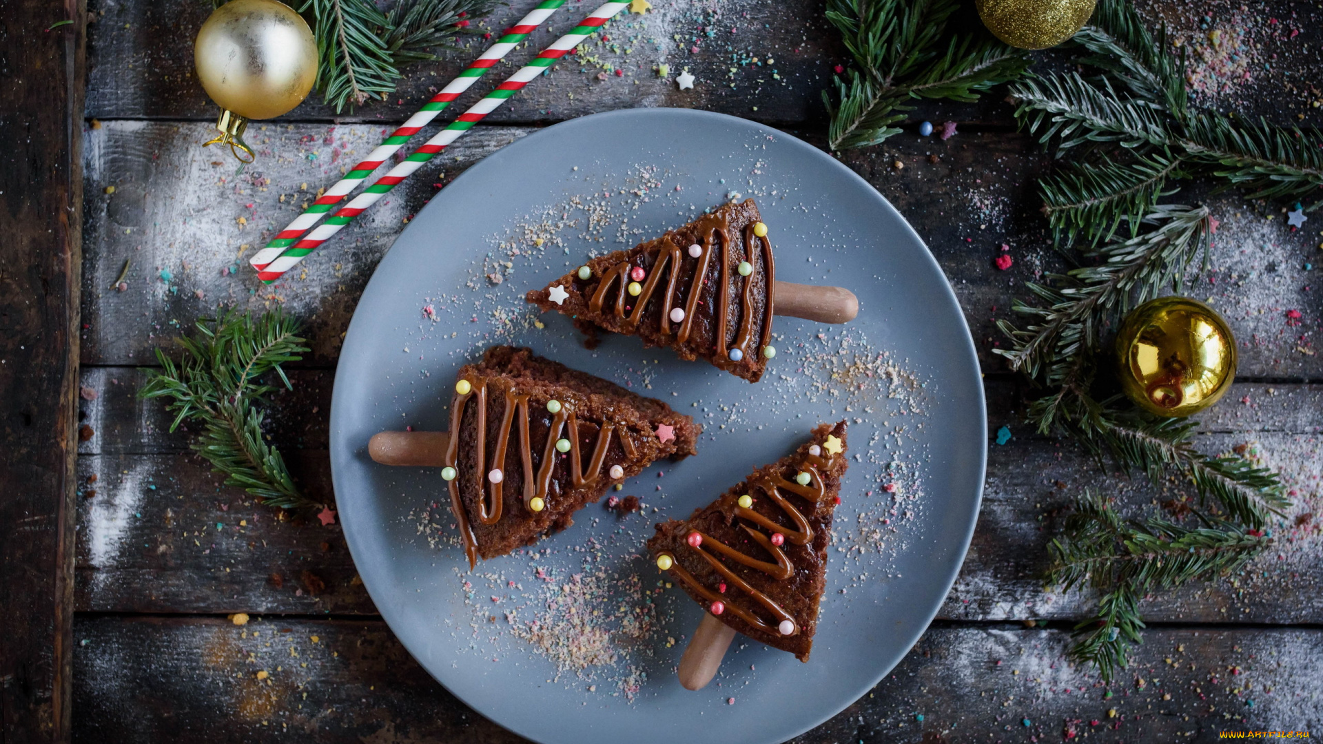 праздничные, угощения, шарики, шоколадные, пирожные