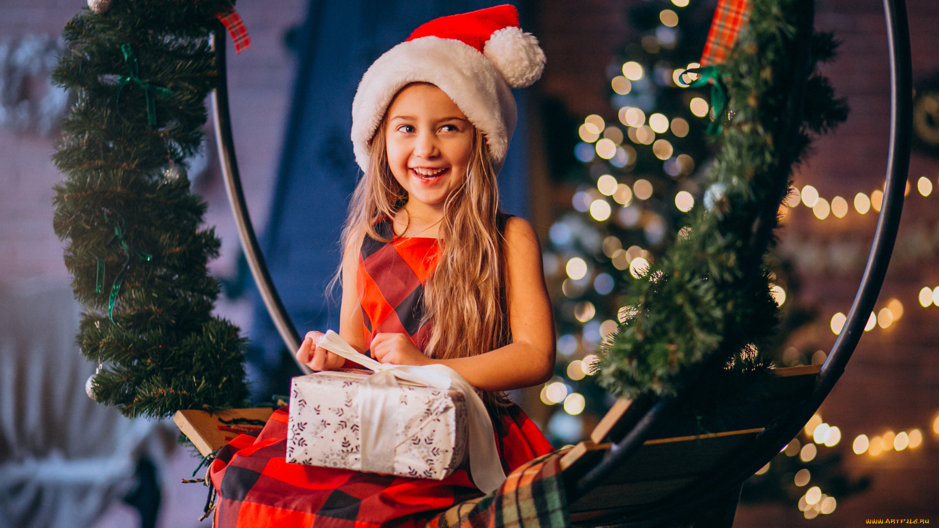 разное, дети, девочка, подарок, качели