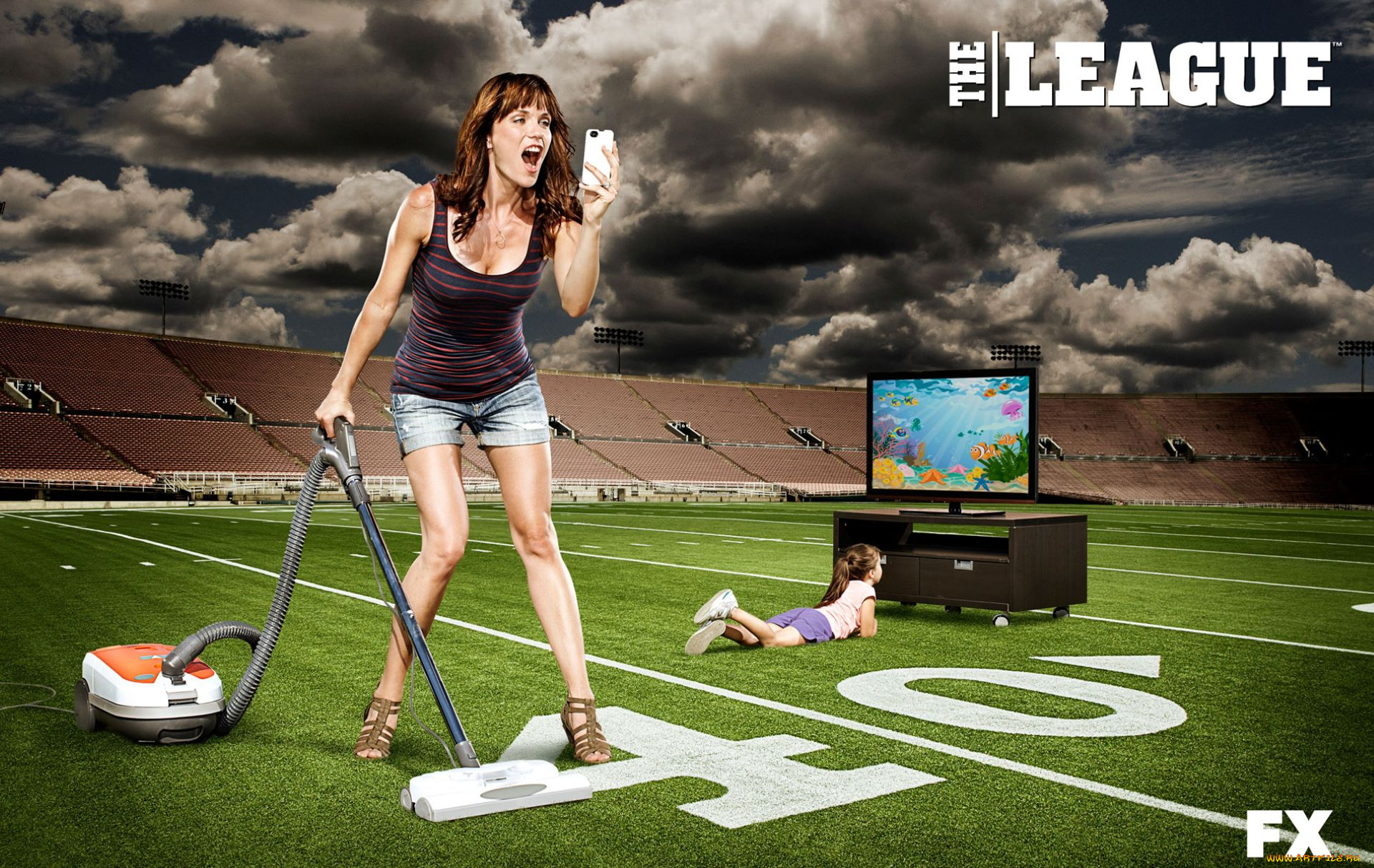 кино, фильмы, the, league, , сериал, женщина, пылесос, поле, ребенок, телевизор