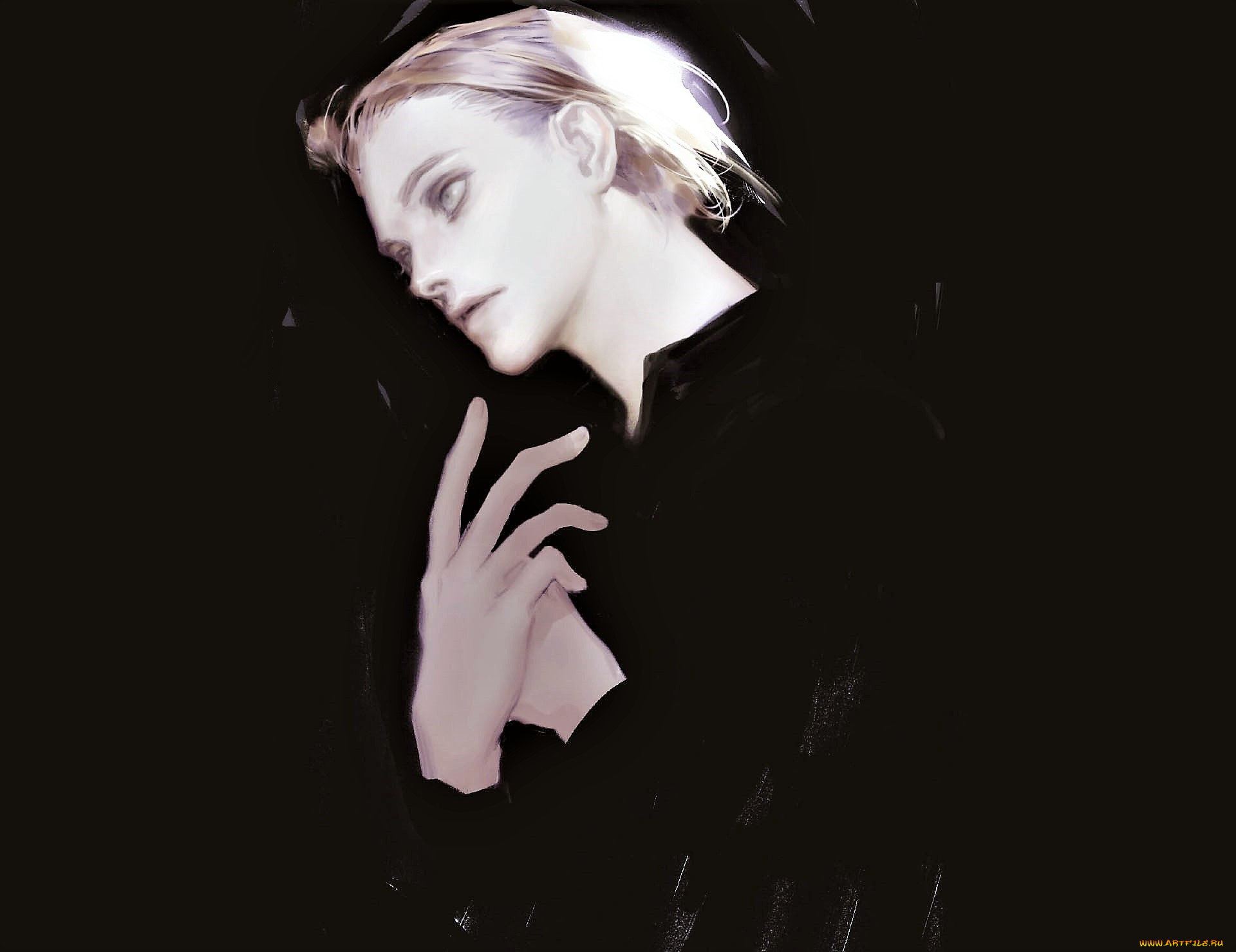 рисованное, люди, парень, блондин