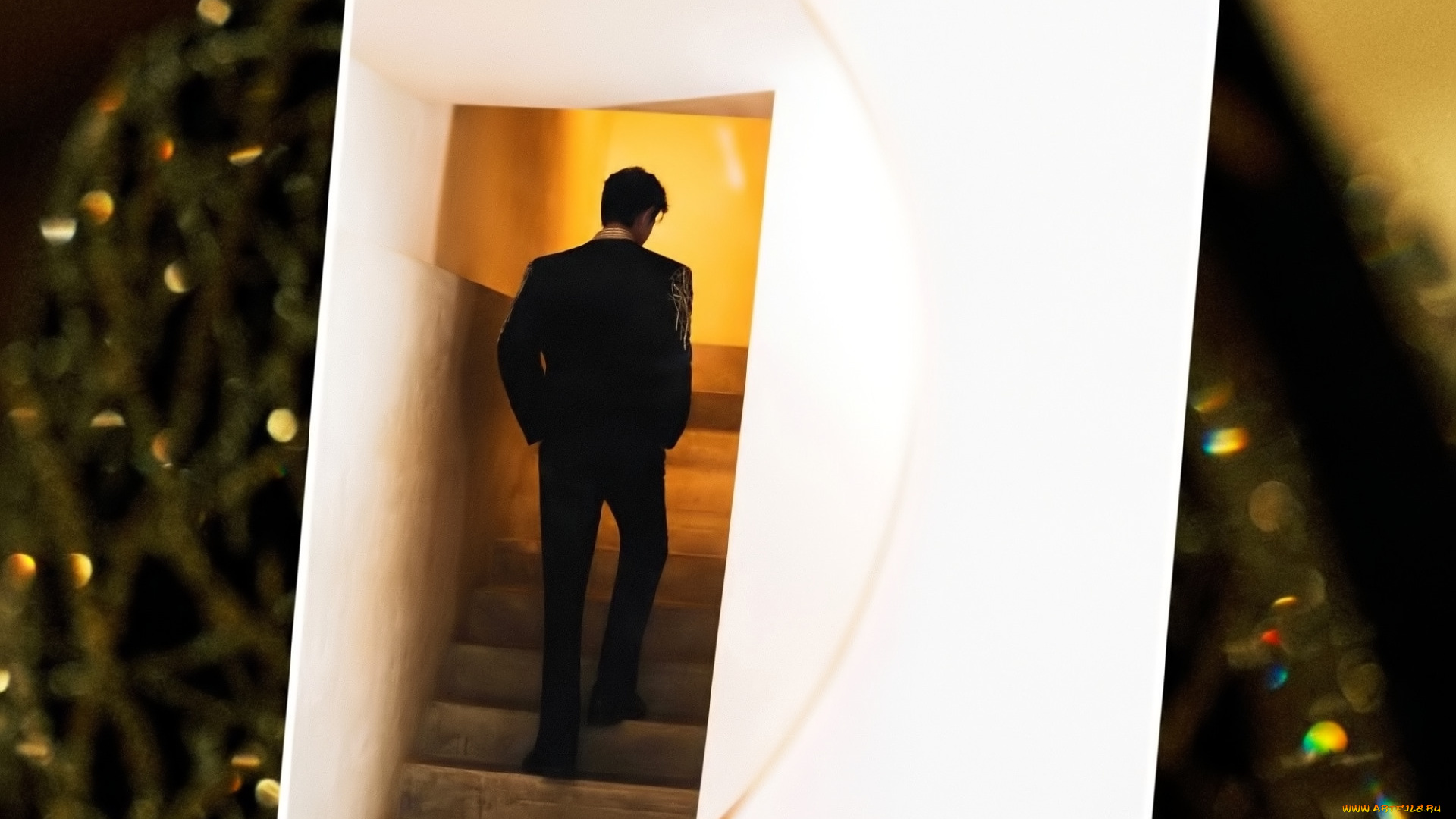 мужчины, xiao, zhan, актер, ступени, вход