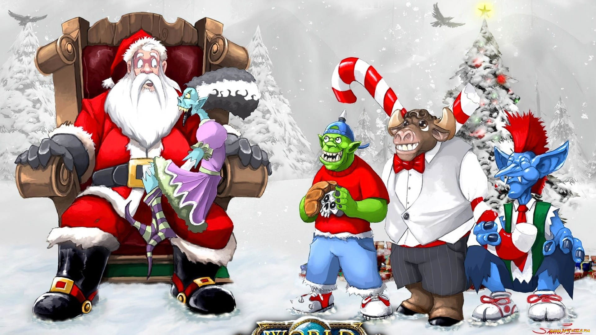 видео, игры, world, of, warcraft, санта, клаус, кресло, персонажи
