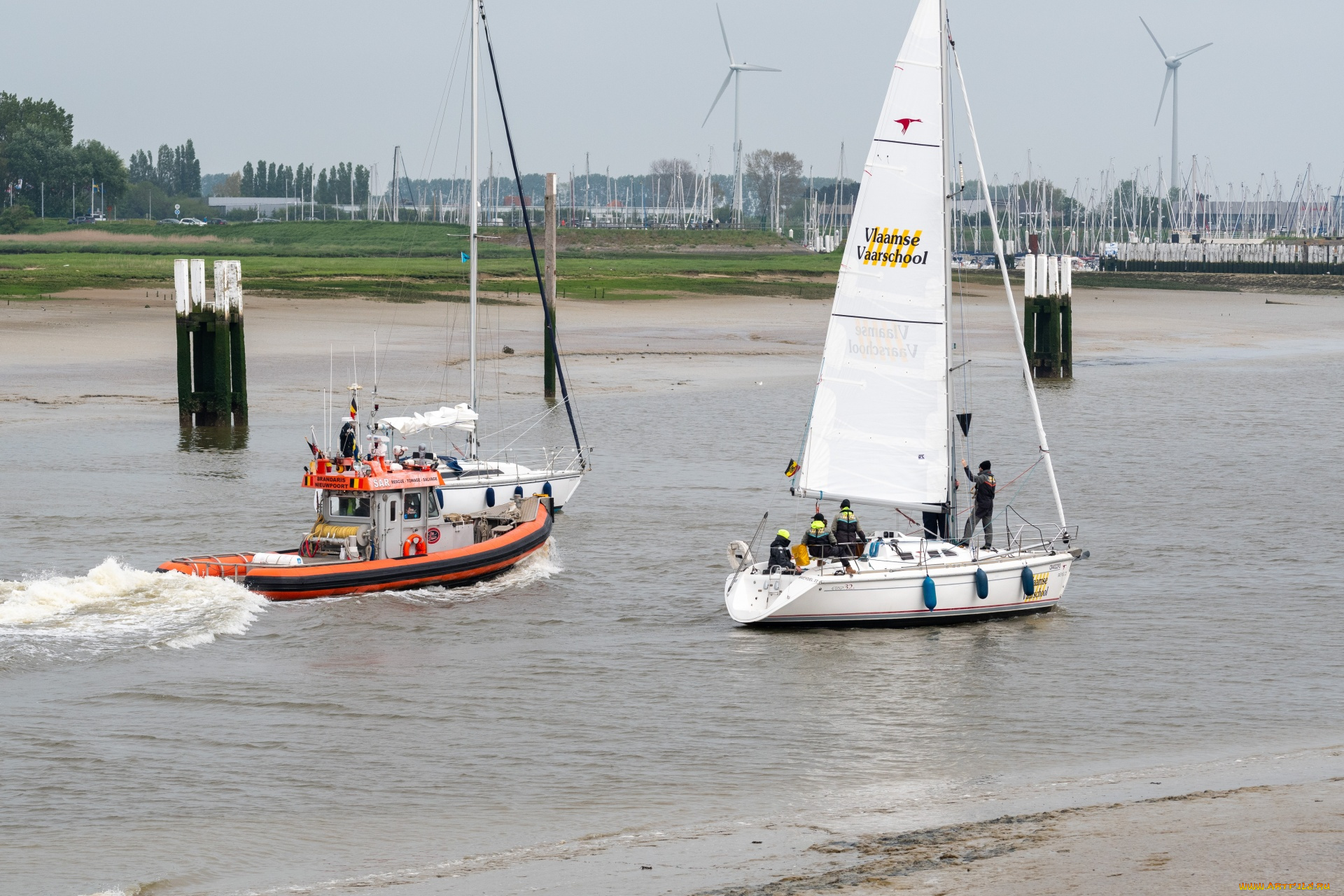 корабли, разные, вместе, яхта, катер