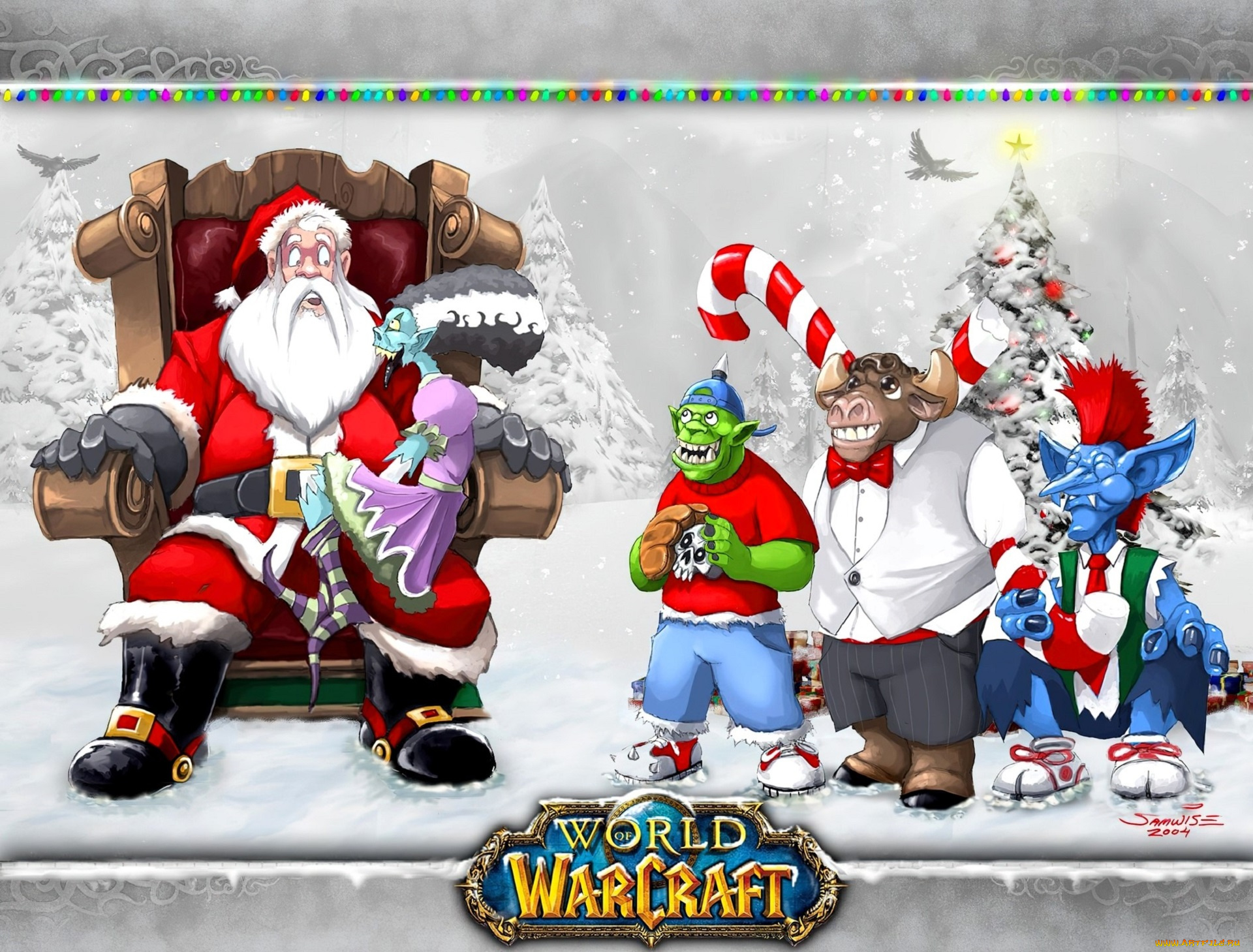 видео, игры, world, of, warcraft, санта, клаус, кресло, персонажи