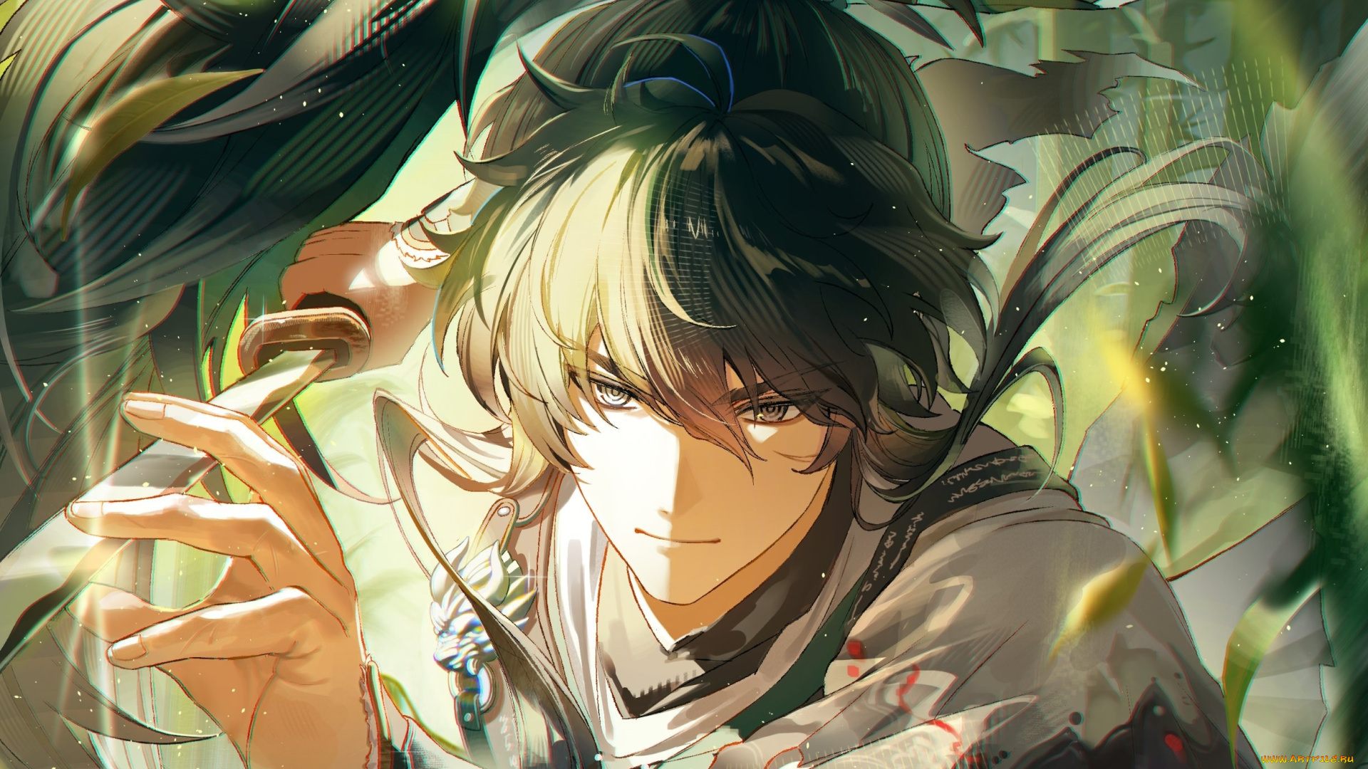 аниме, wuthering, waves, парень