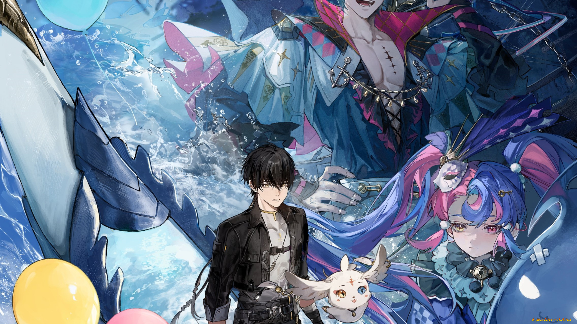 аниме, wuthering, waves, парни