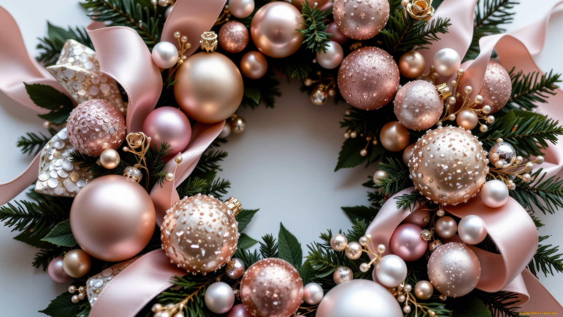 автор, wp, stl, 3д, графика, праздники, , holidays, рождественский, венок, ленты, шарики