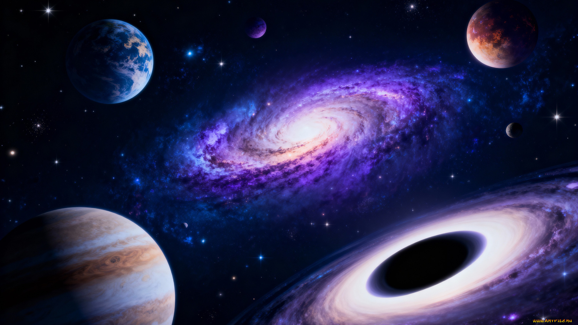 космос, арт, чёрная, дыра