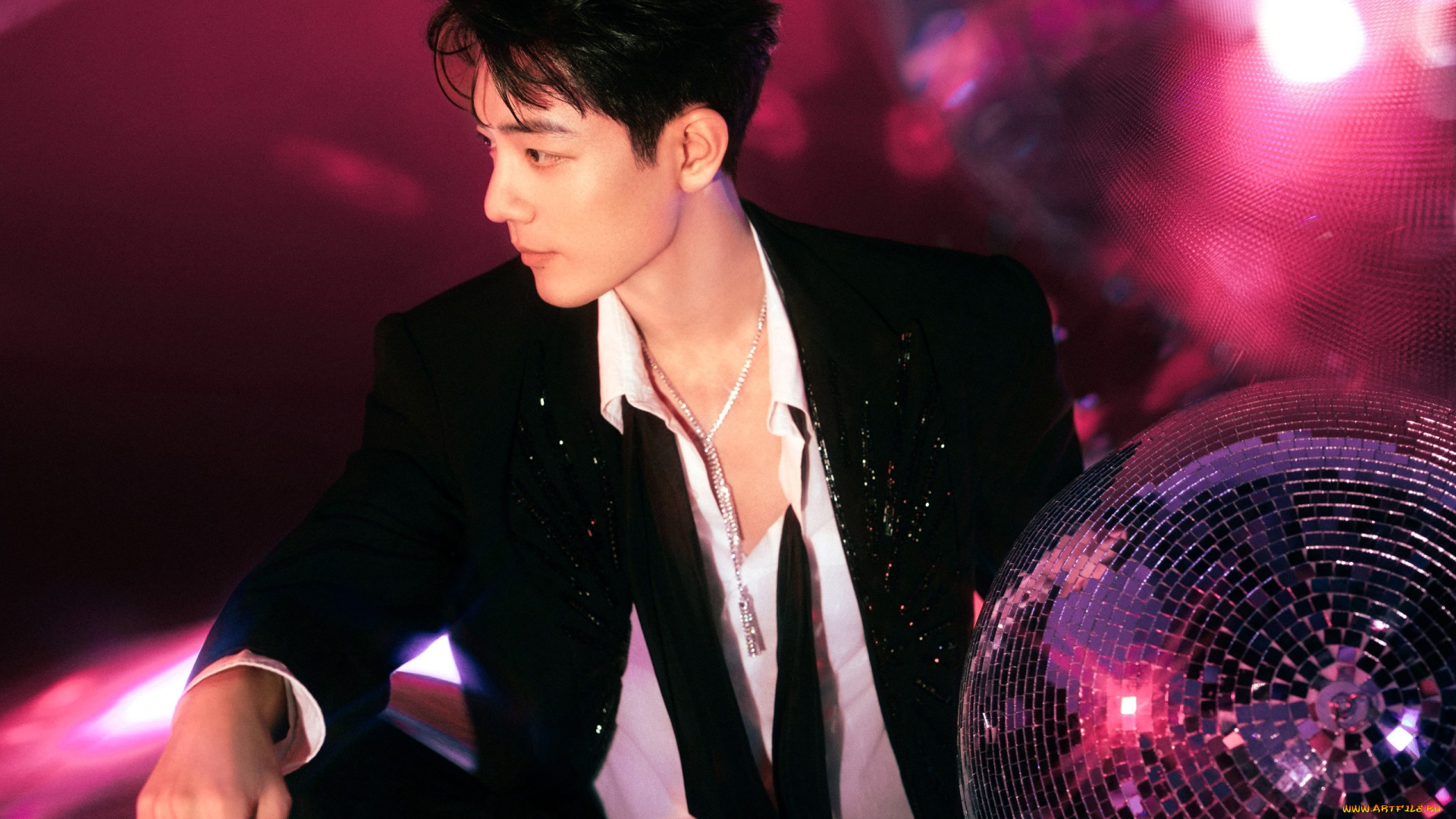 мужчины, xiao, zhan, актер, пиджак, галстук, рубашка, украшения, шар