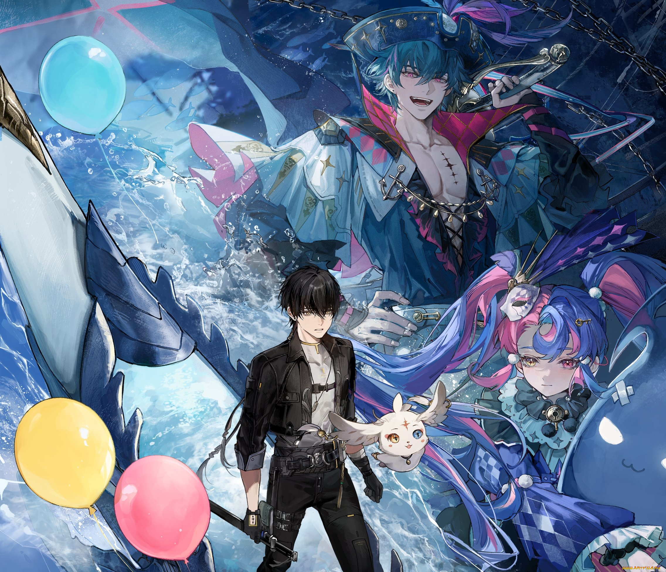 аниме, wuthering, waves, парни