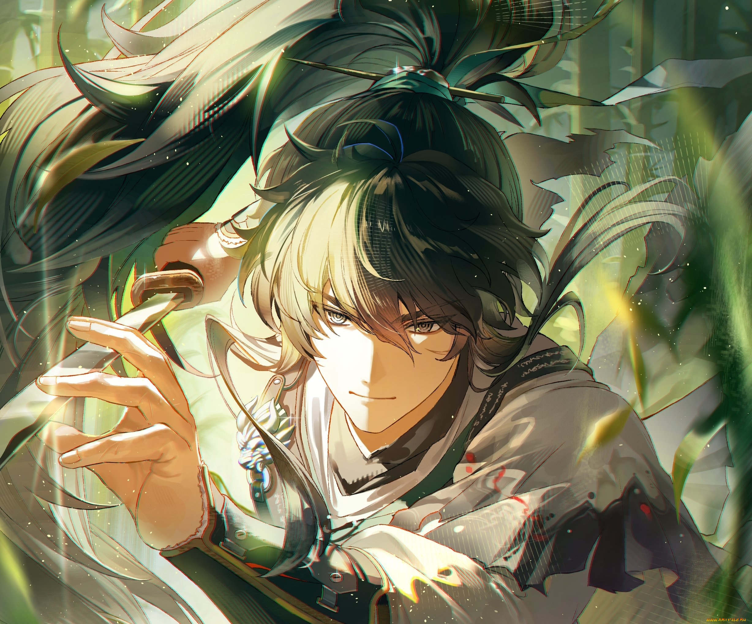 аниме, wuthering, waves, парень