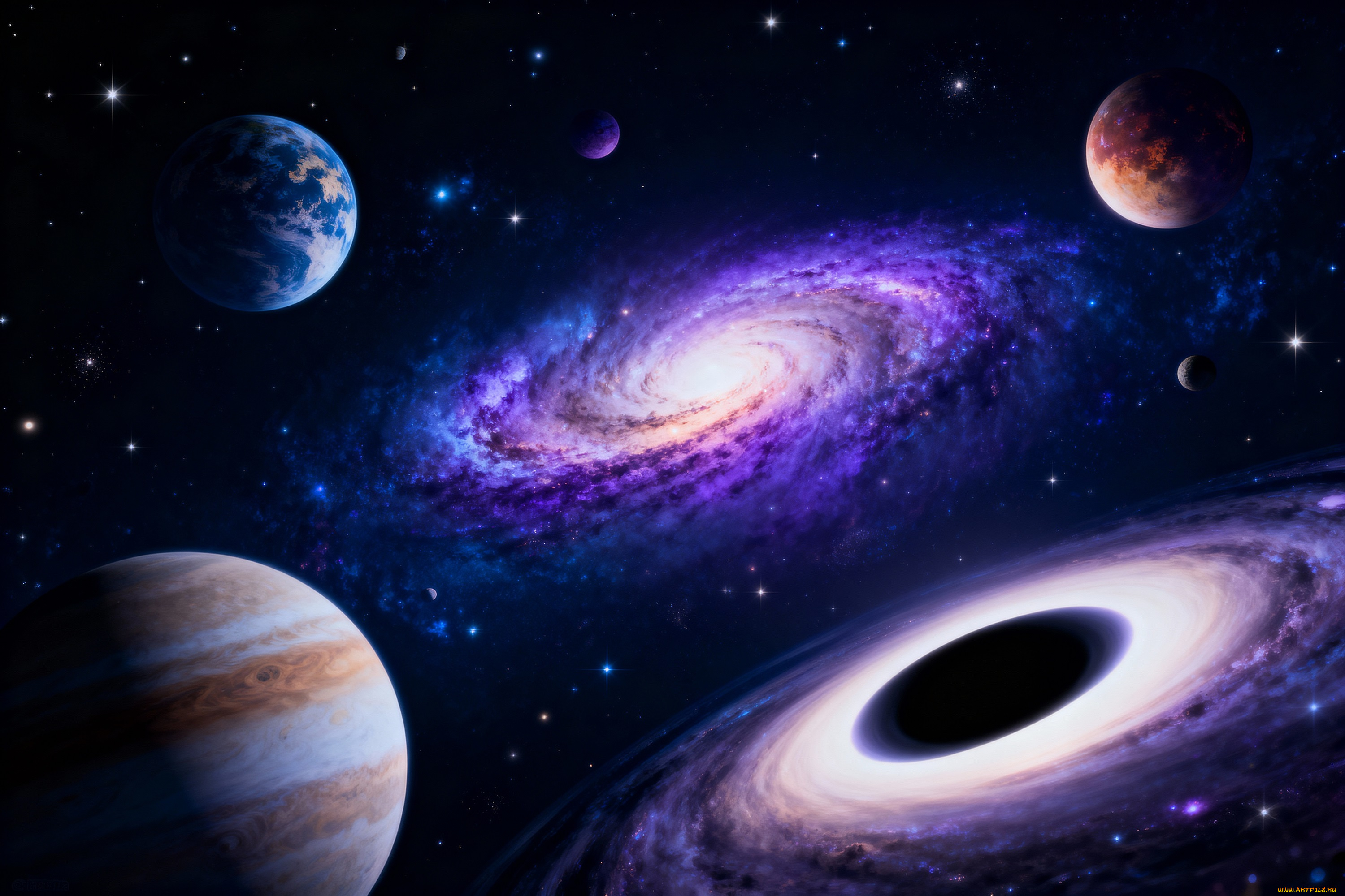 космос, арт, чёрная, дыра