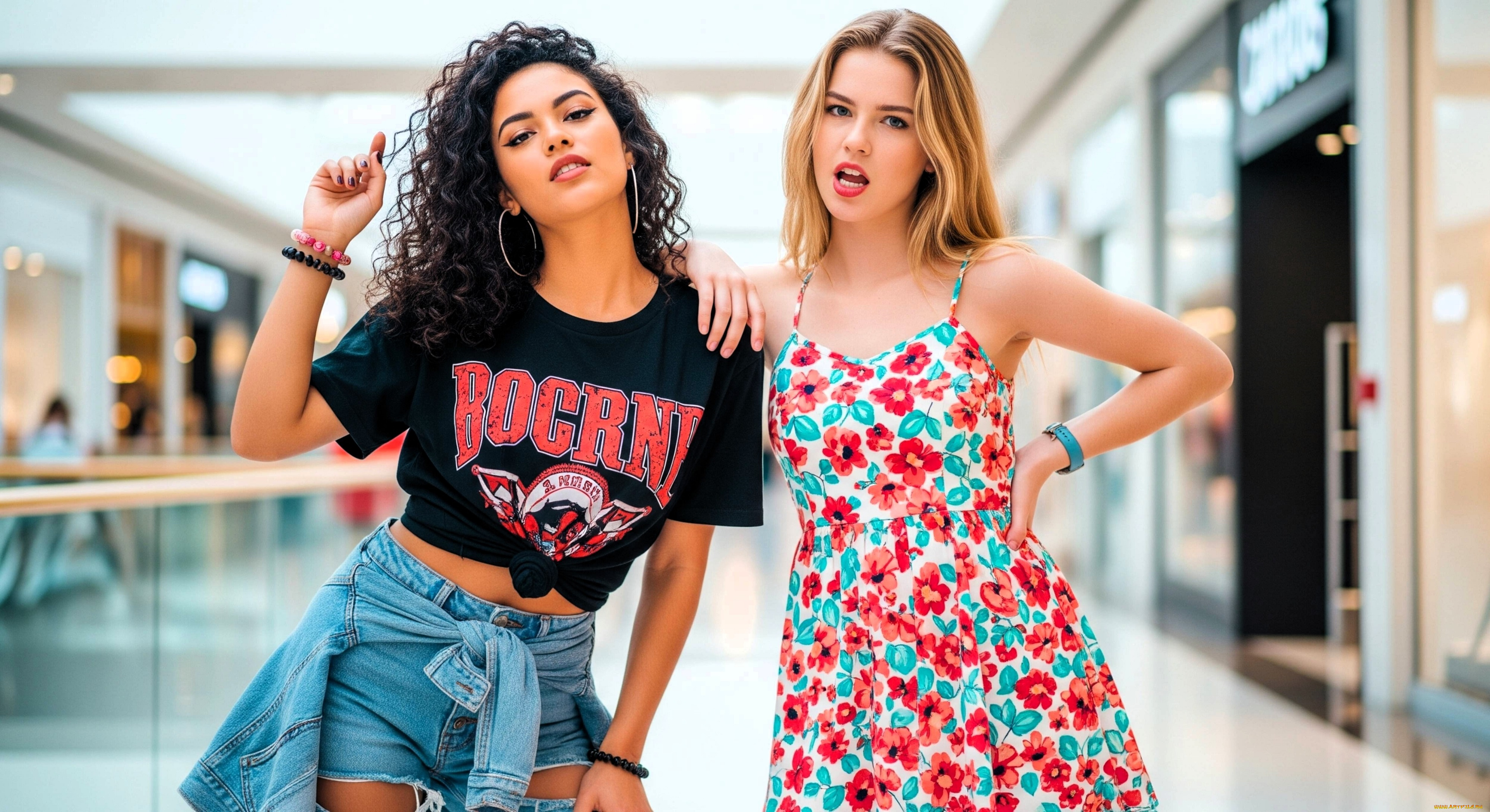 3д, графика, люди, , people, девушки, подруги, магазины