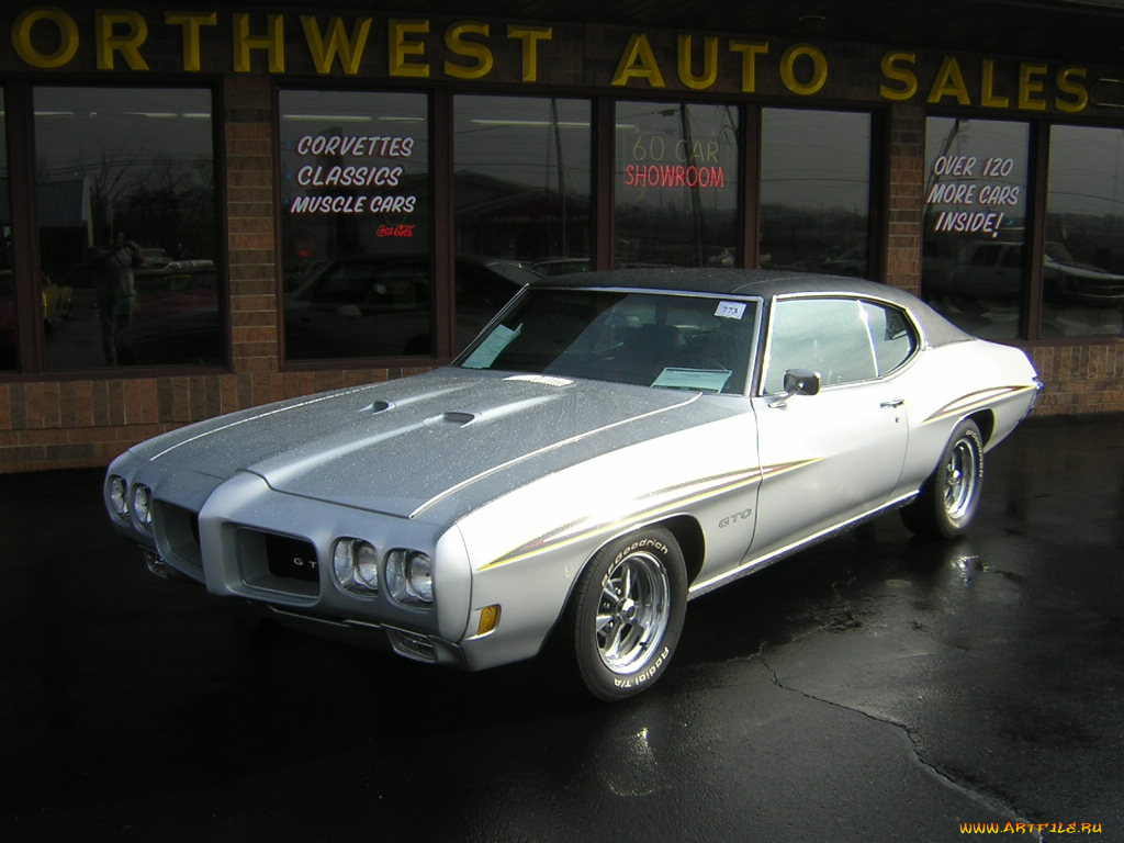 pontiac, gto, silver, 1970, автомобили