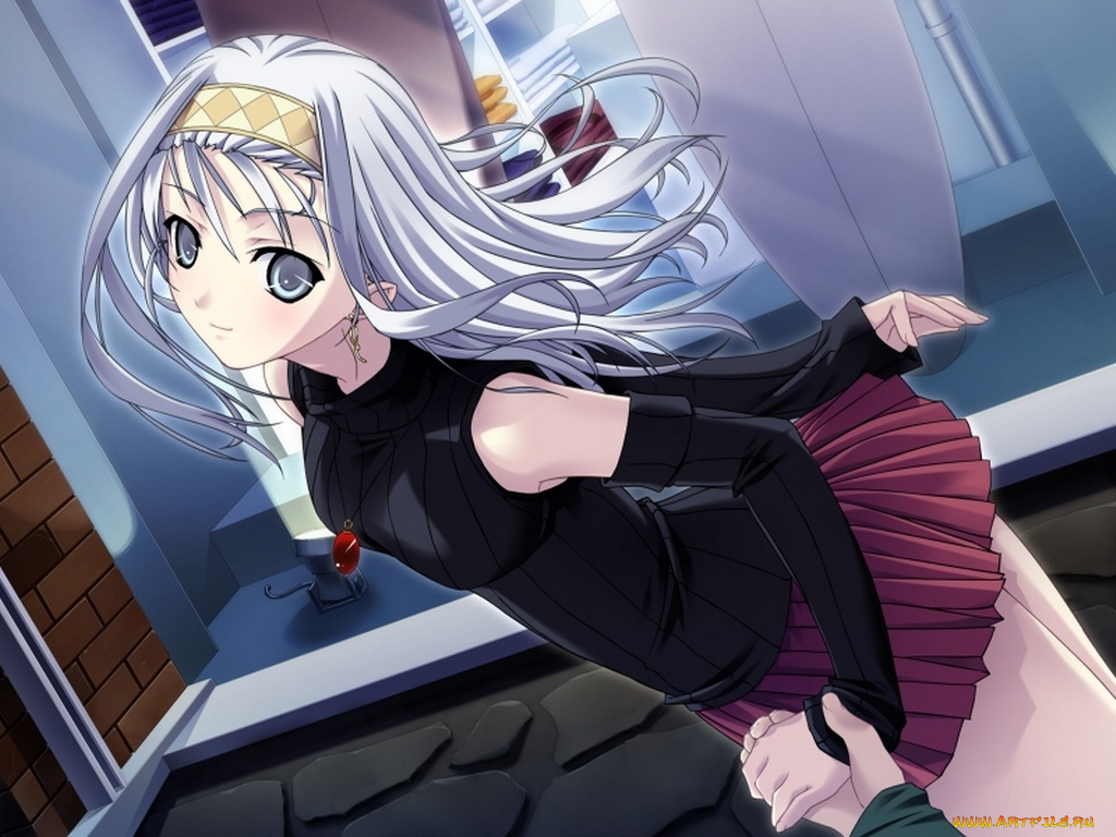 аниме, silvery, white