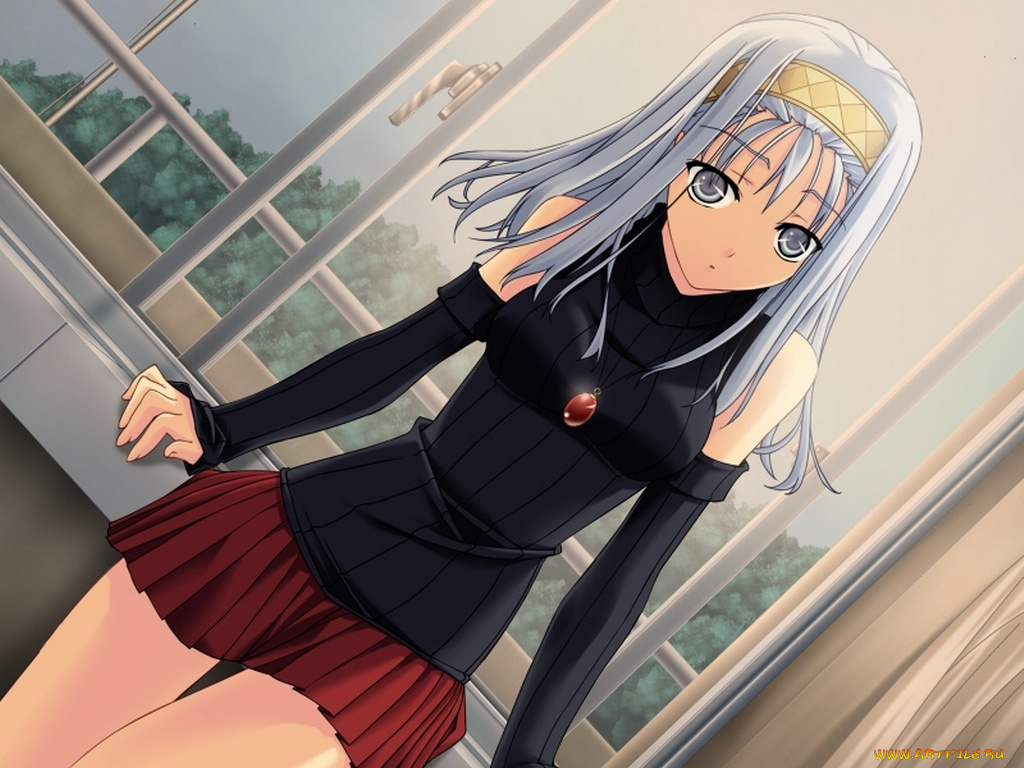 аниме, silvery, white