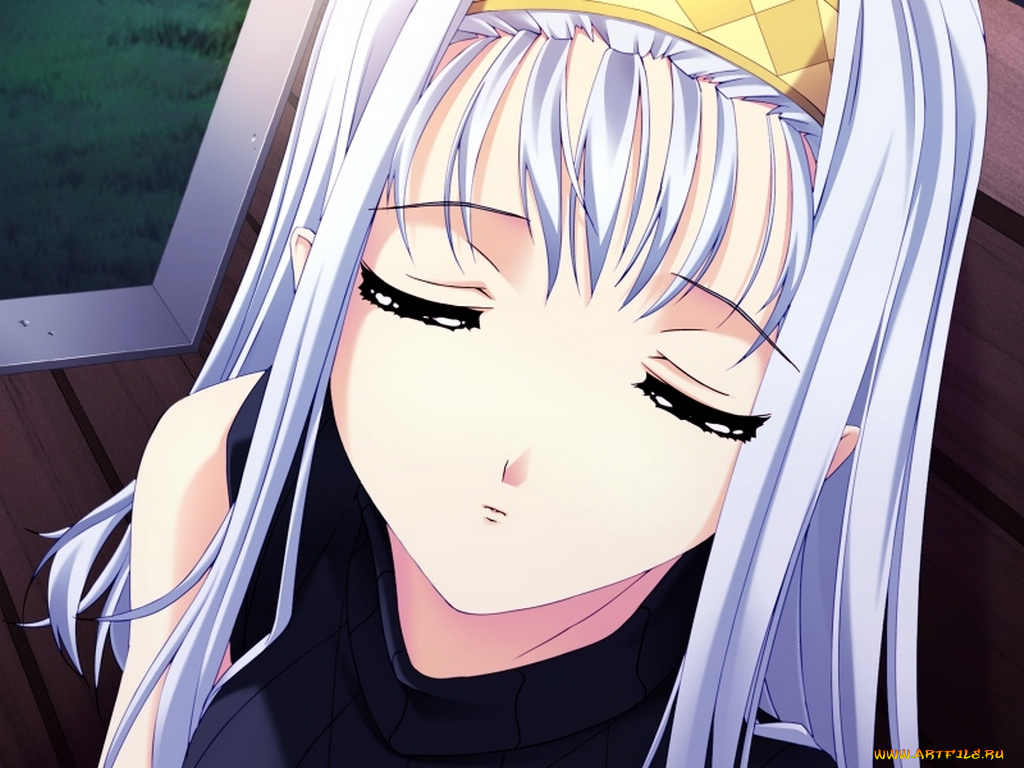 аниме, silvery, white