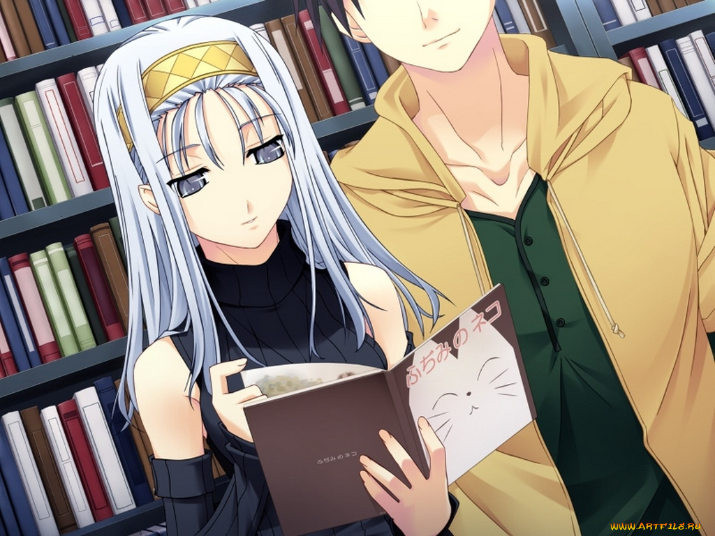 аниме, silvery, white