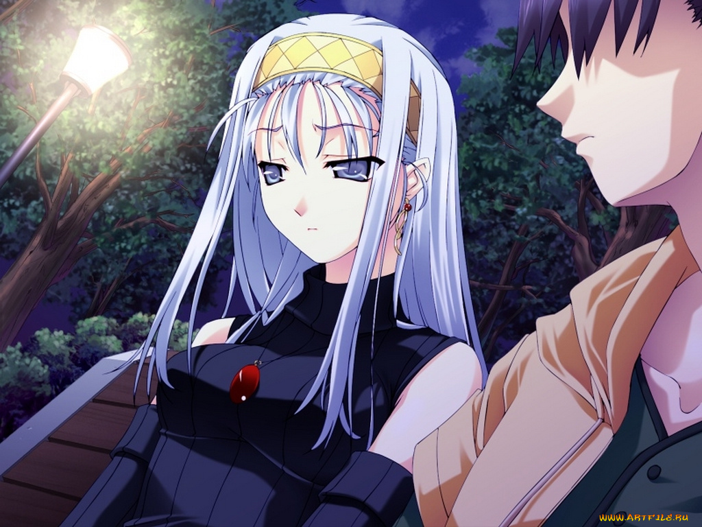 аниме, silvery, white