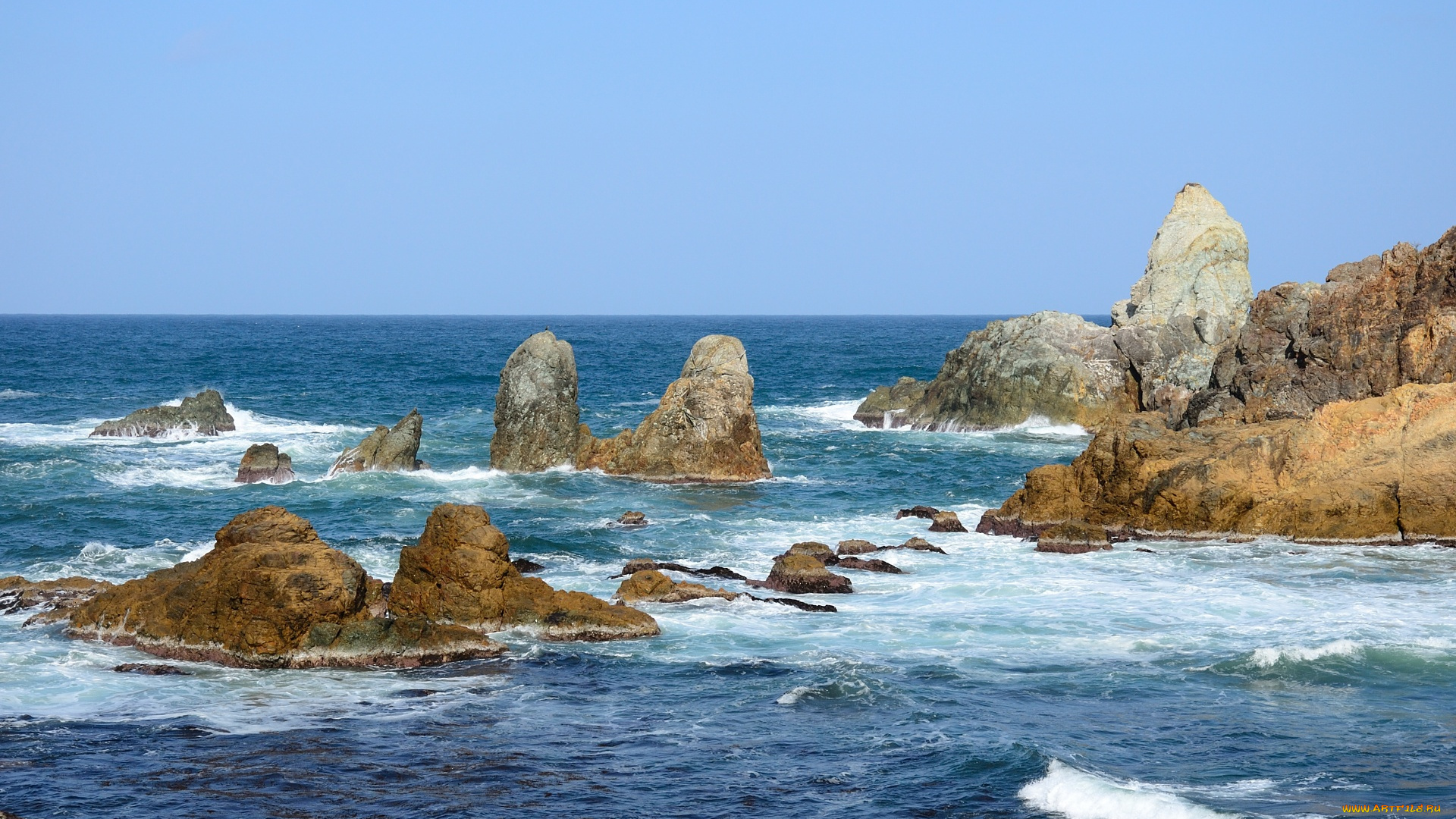 природа, побережье, волны, камни, море