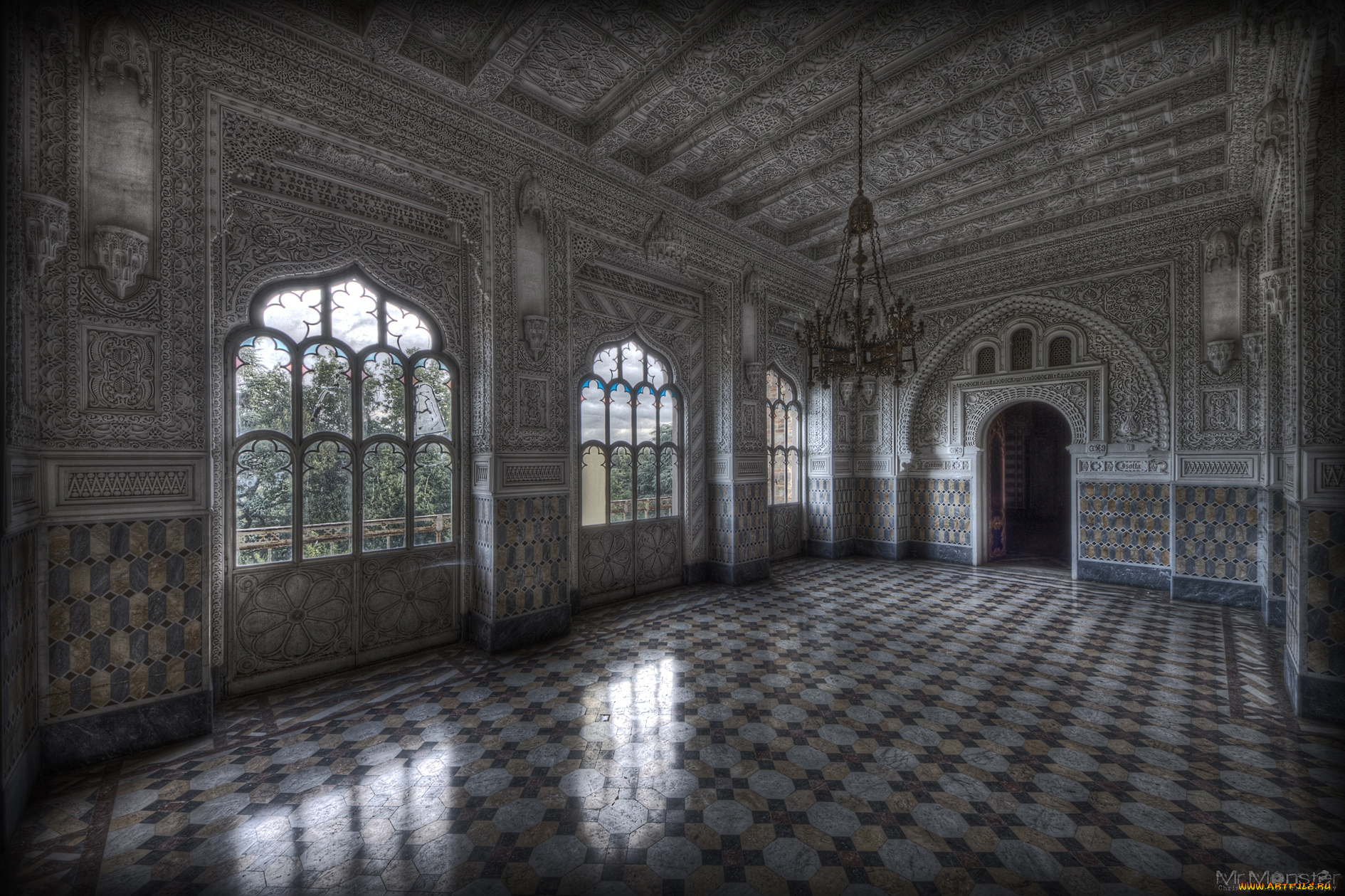 интерьер, дворцы, музеи, люстра, декор, резьба, зал, дворец