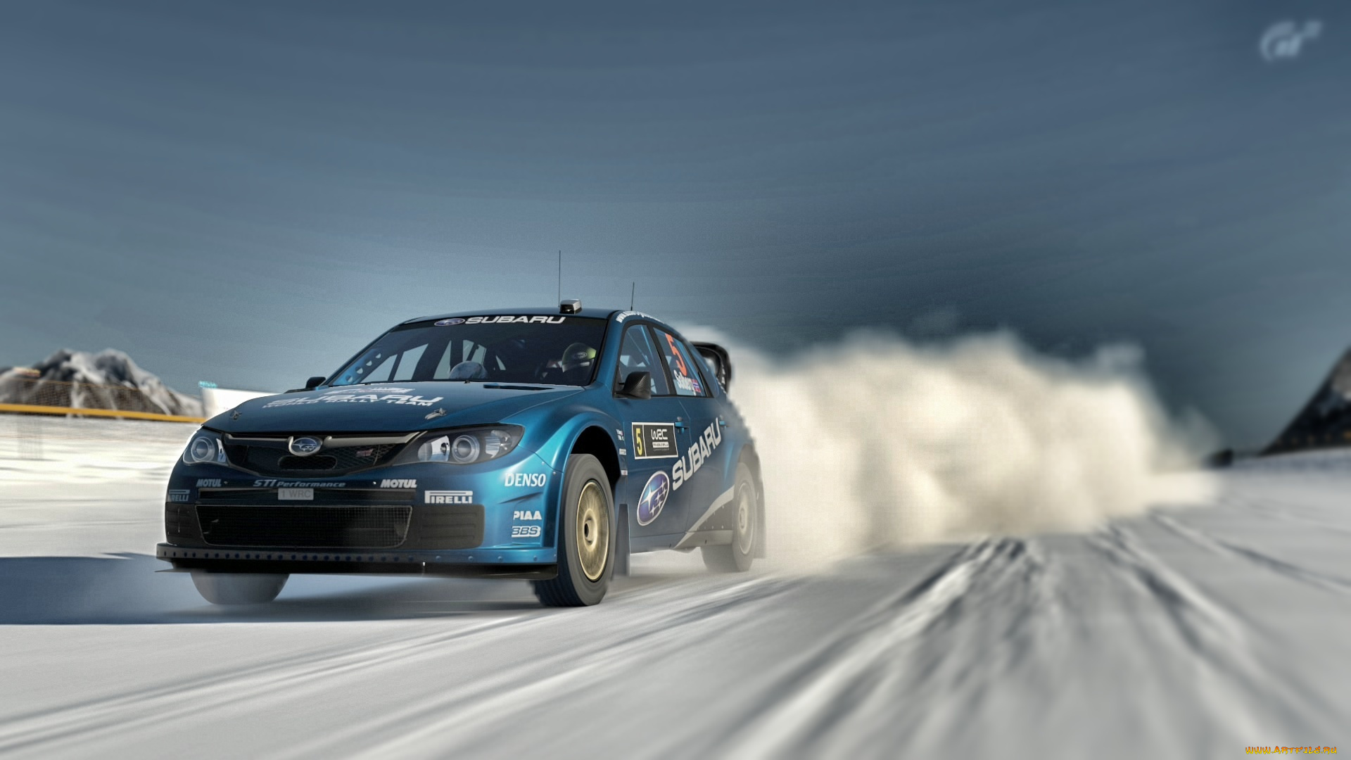 автомобили, 3д, subaru, impreza, авто, дорога, зима