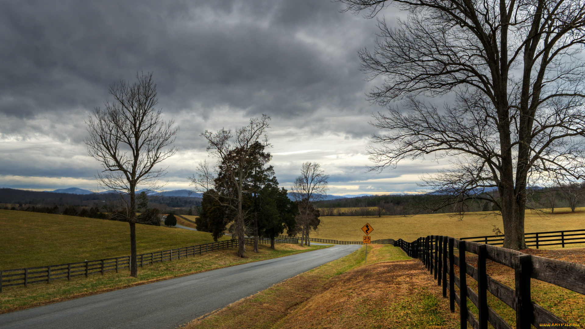 природа, дороги, дорога, забор, поля
