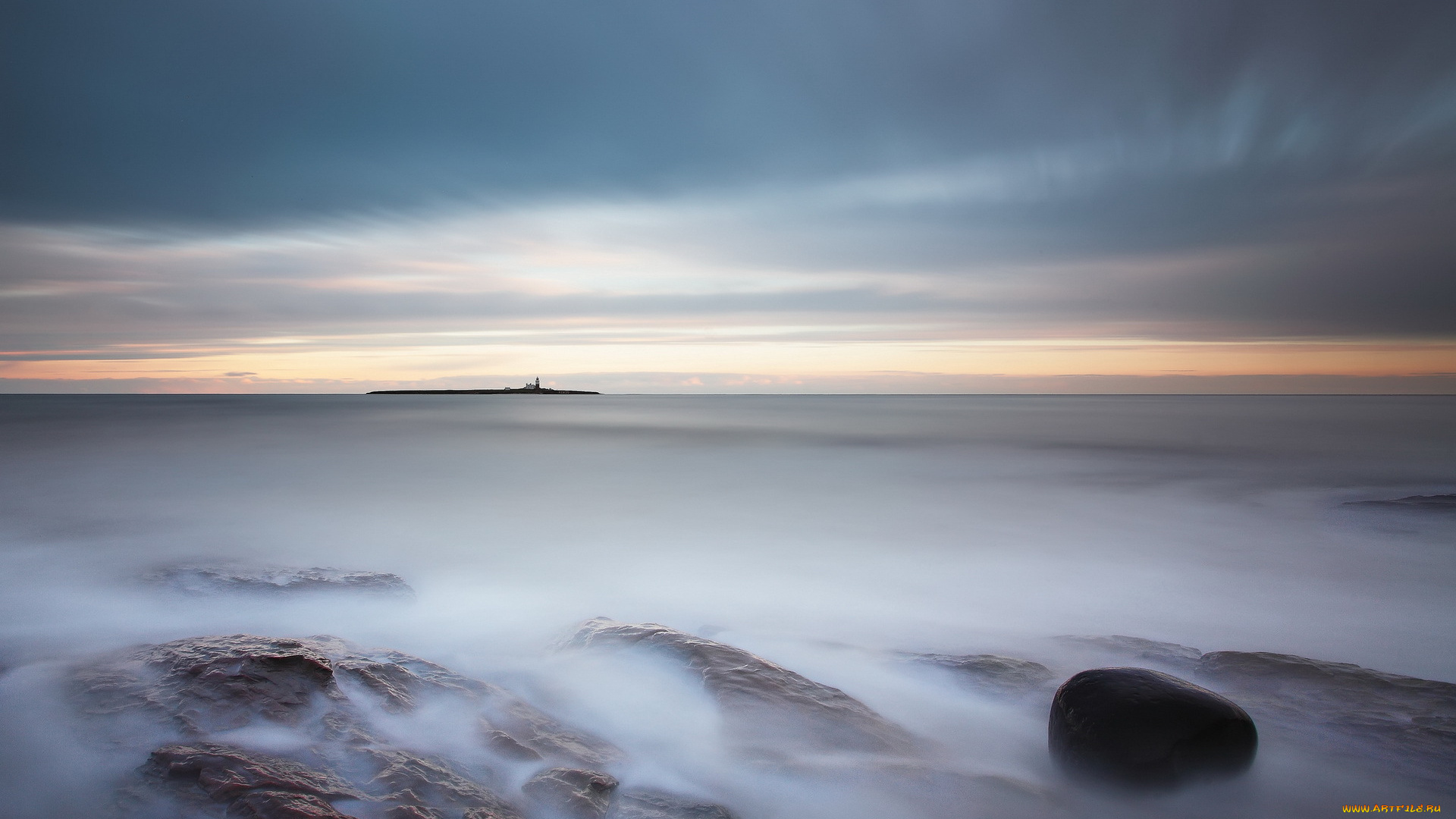 природа, моря, океаны, камни, океан, туман, горизонт, тучи