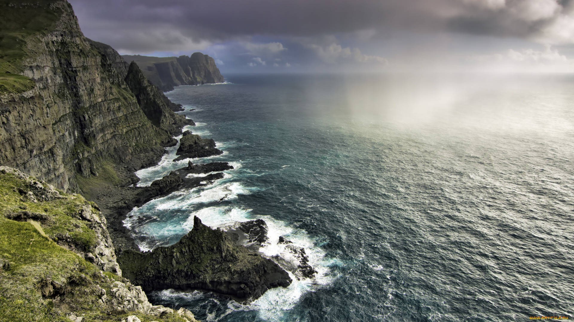 природа, побережье, скалы, faroe, islands, океан, фарерские, острова