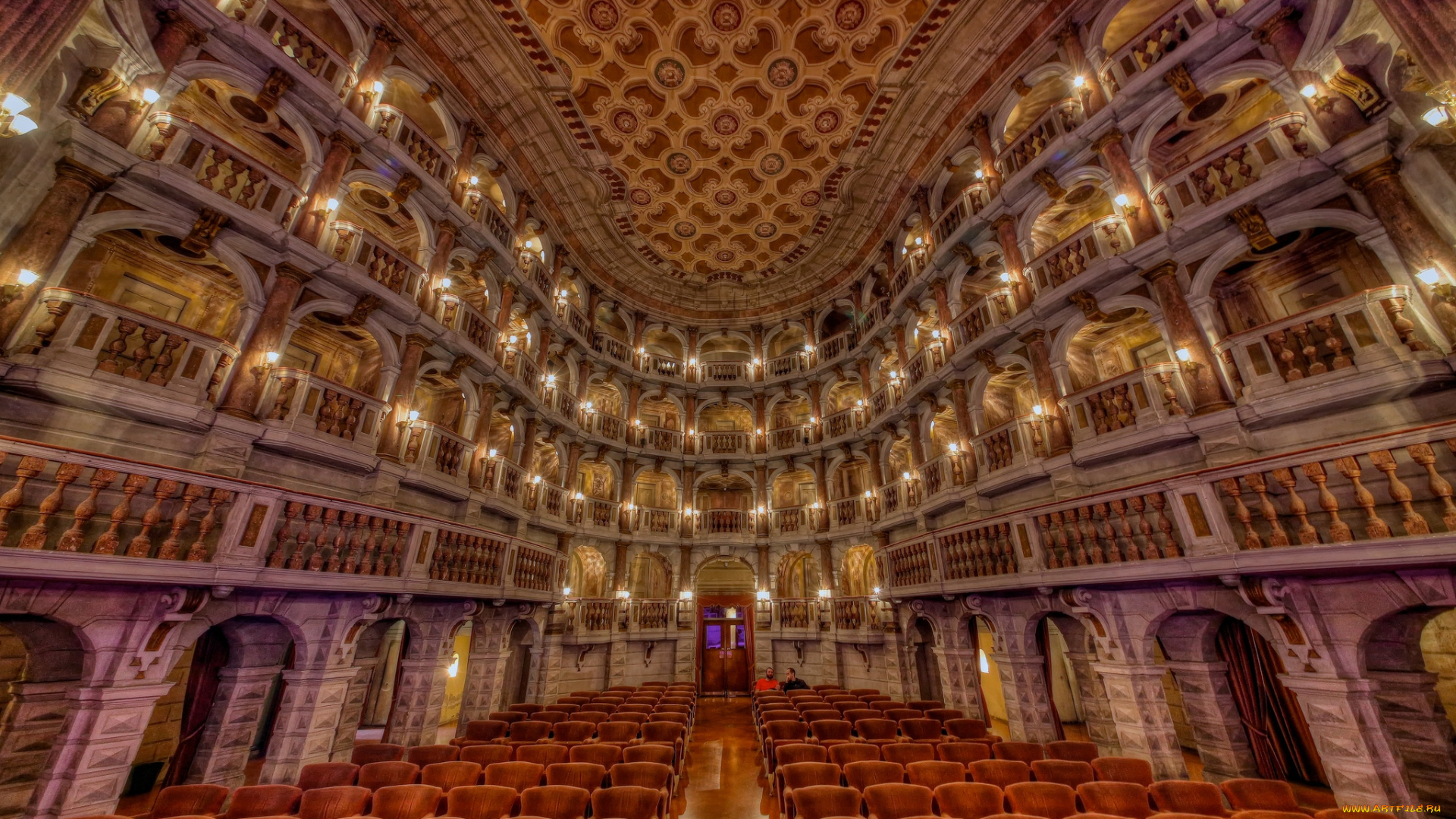 театр, бибиена, мантуя, италия, интерьер, театральные, концертные, кинозалы, балкон, сидения