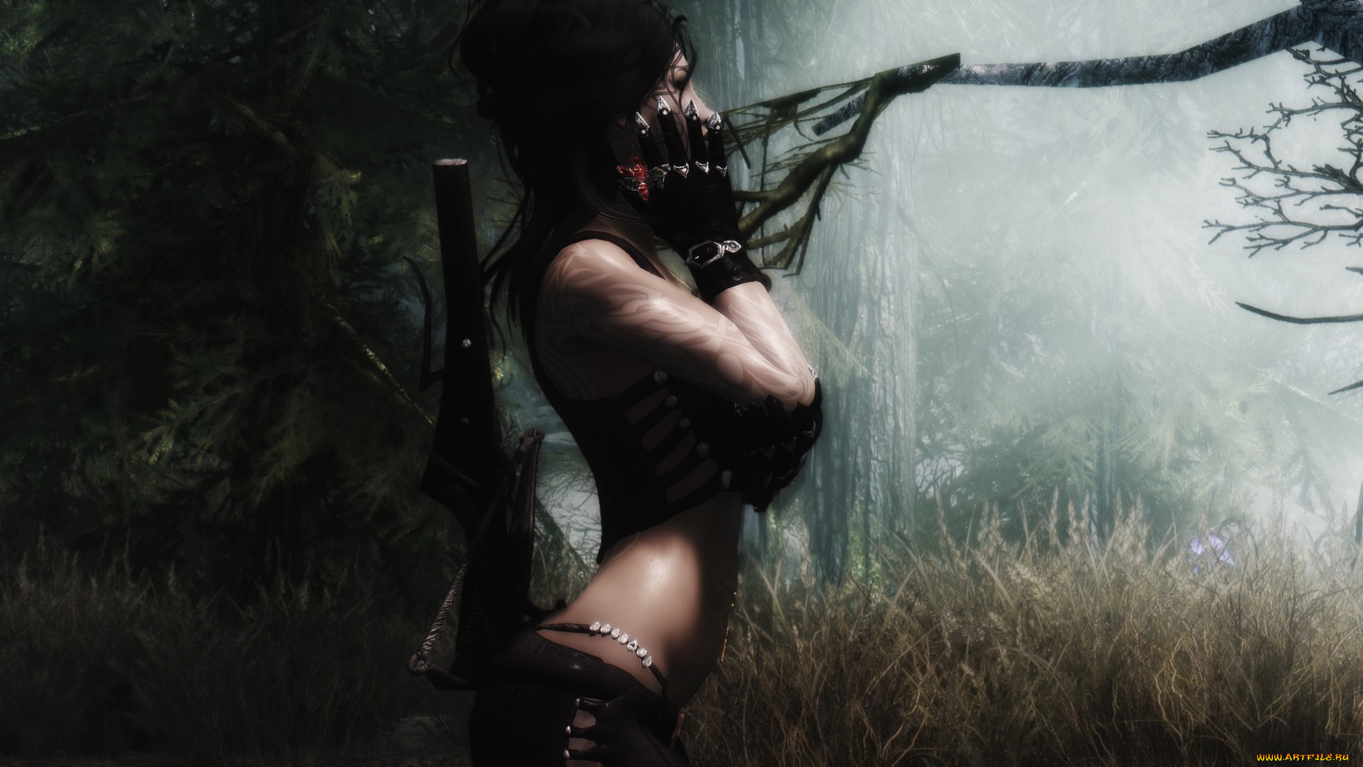 the, elder, scrolls, skyrim, видео, игры, лес, амазонка, девушка