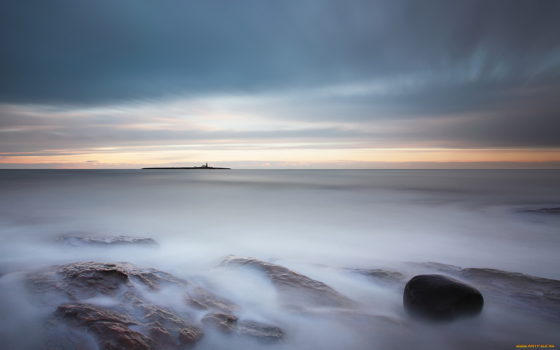 природа, моря, океаны, камни, океан, туман, горизонт, тучи
