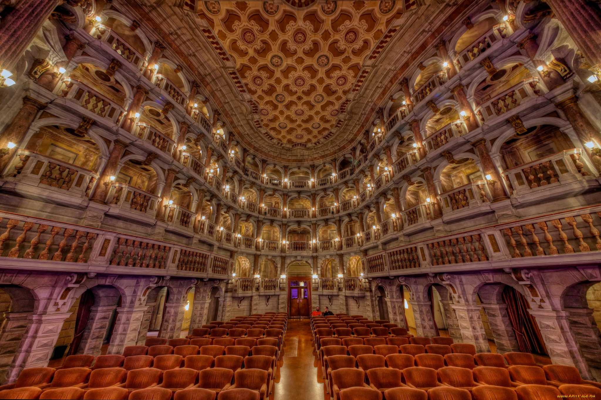 театр, бибиена, мантуя, италия, интерьер, театральные, концертные, кинозалы, балкон, сидения